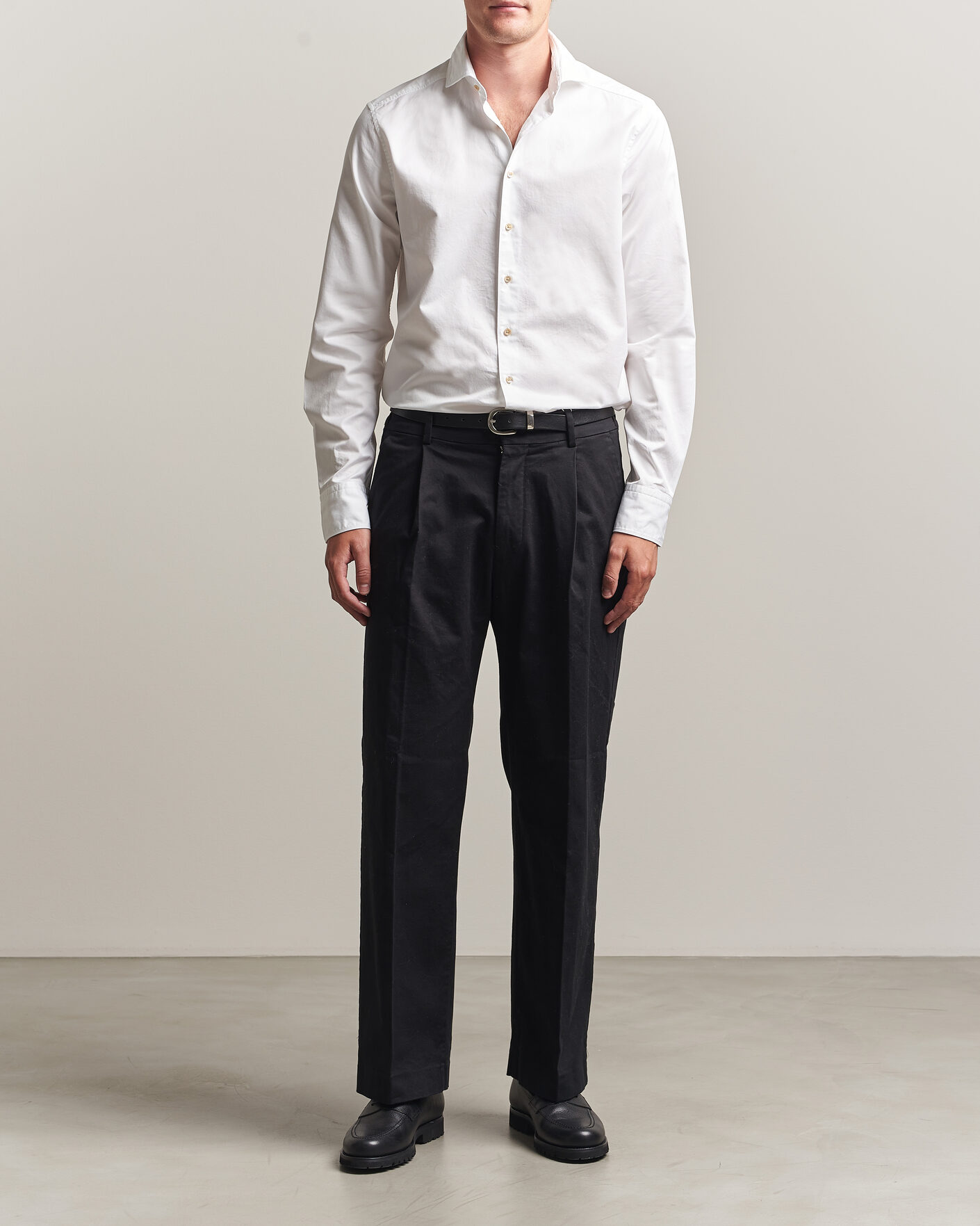 Homme | Chemises | Stenströms | Slimline Washed Cotton Twill Cut Away Shirt White