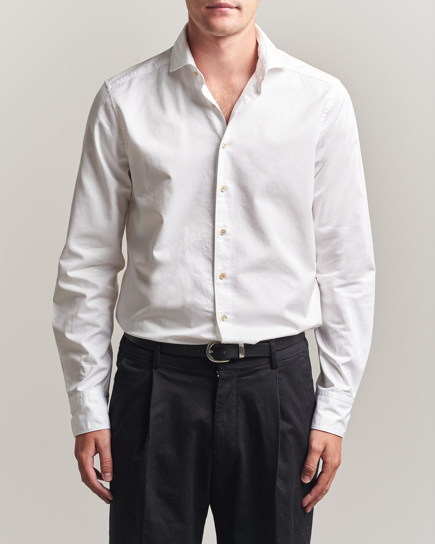 Homme | Chemises | Stenströms | Slimline Washed Cotton Twill Cut Away Shirt White