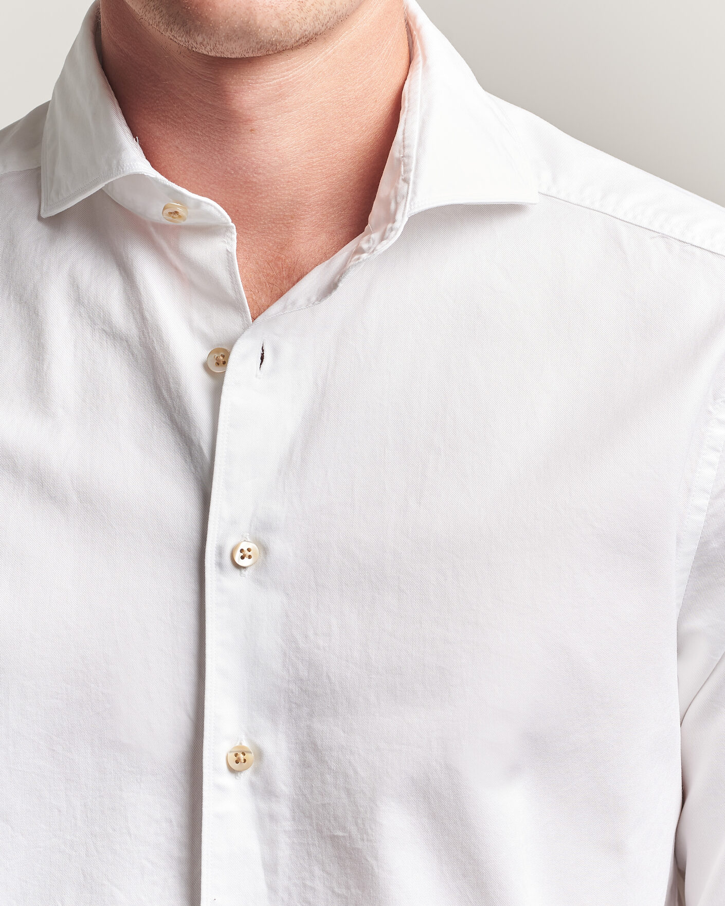Homme | Chemises | Stenströms | Slimline Washed Cotton Twill Cut Away Shirt White