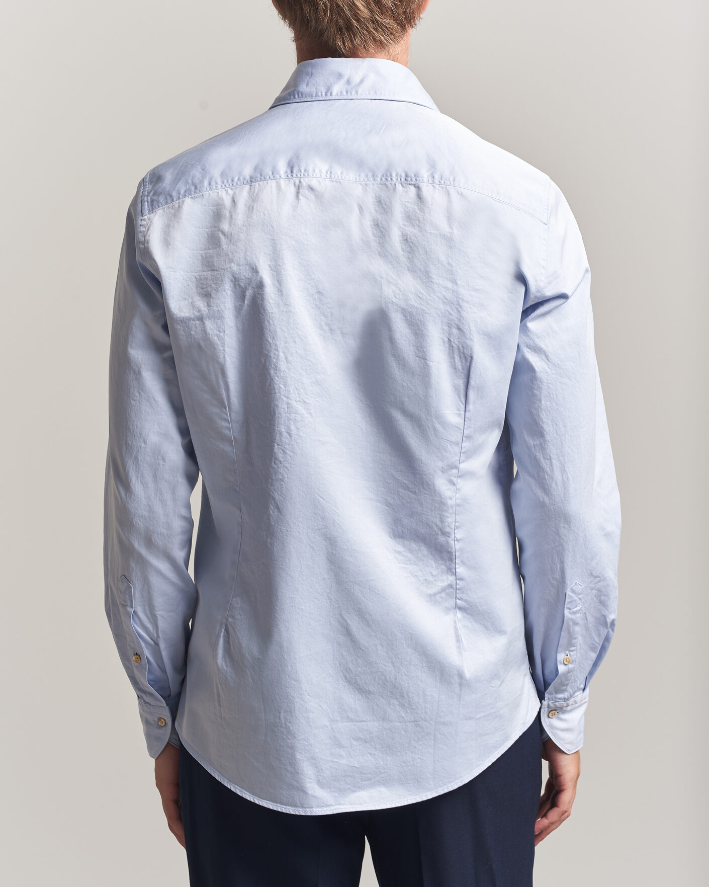Homme | Chemises | Stenströms | Slimline Washed Cotton Twill Cut Away Shirt Blue