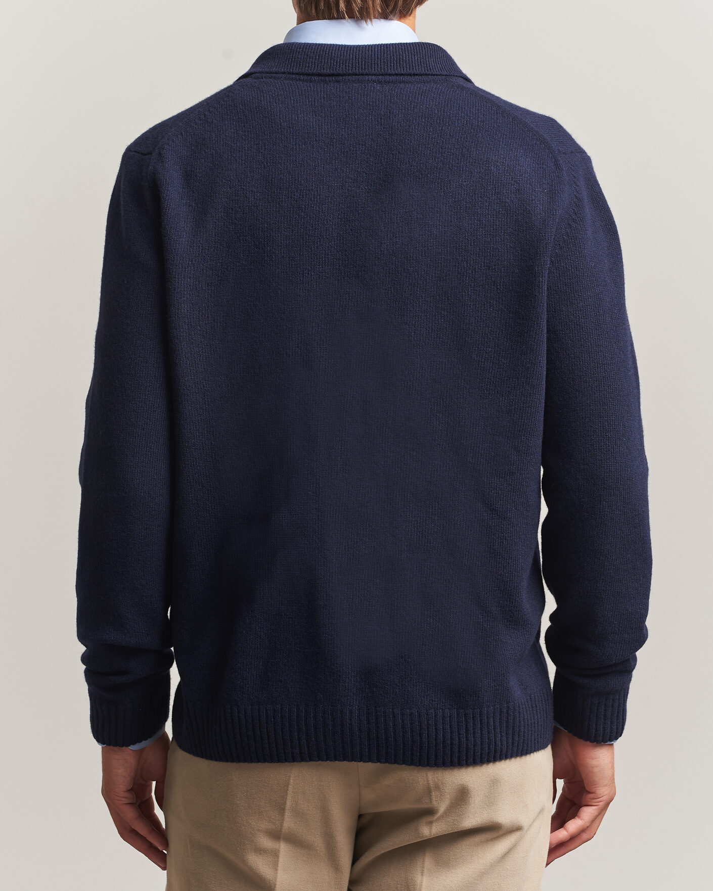 Homme | Pulls Et Tricots | Stenströms | Brushed Merino Polo Cardigan Navy