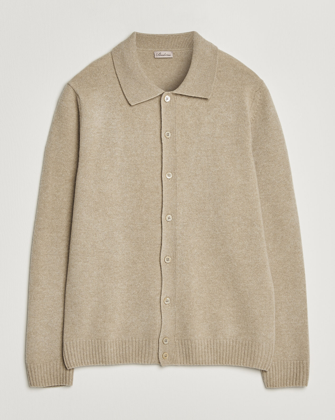 Homme | Pulls Et Tricots | Stenströms | Brushed Merino Polo Cardigan Beige