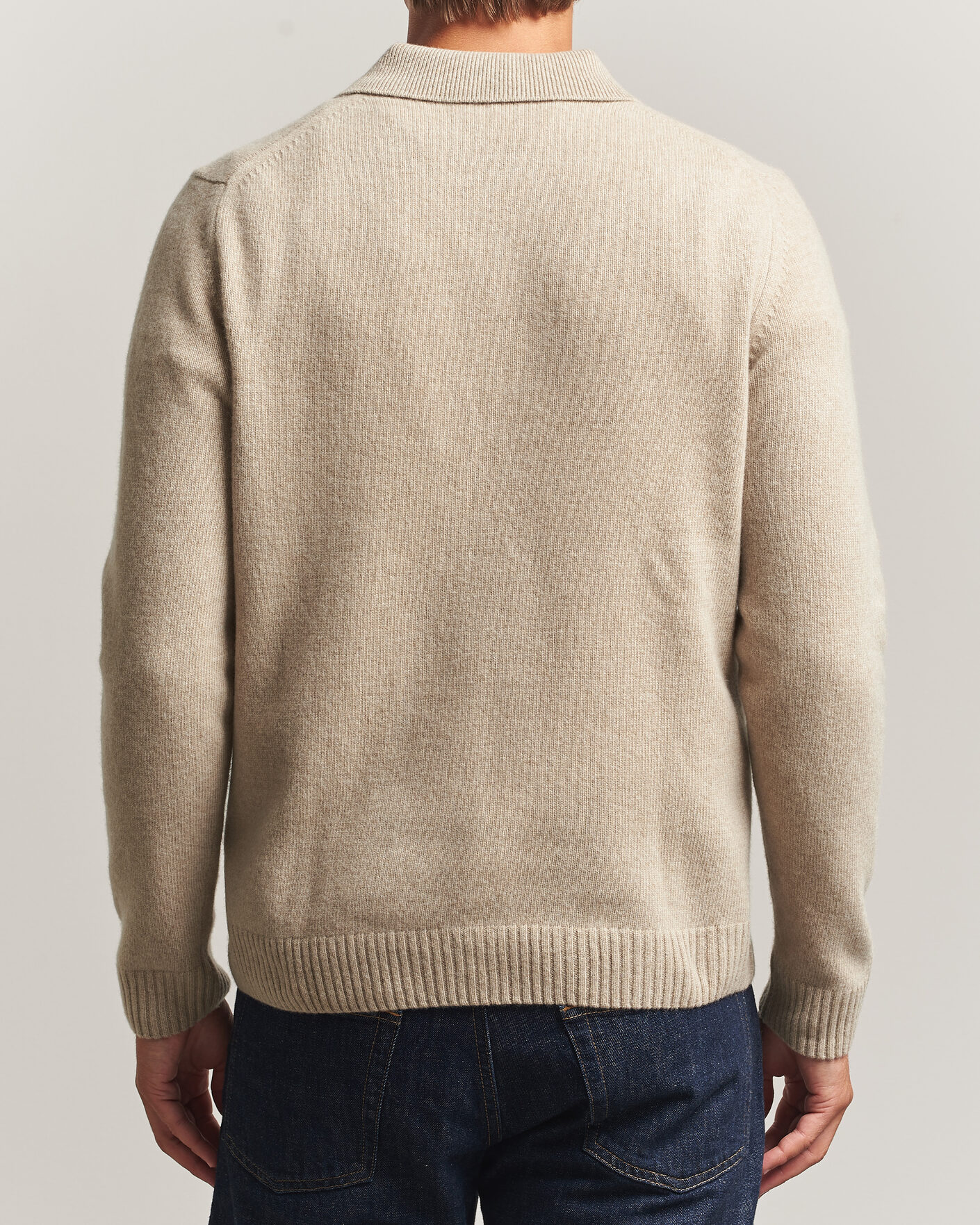 Homme | Pulls Et Tricots | Stenströms | Brushed Merino Polo Cardigan Beige