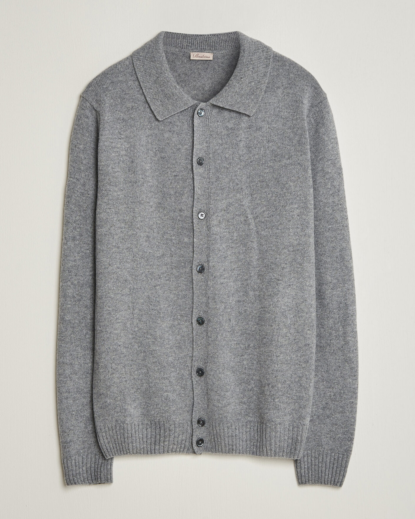 Homme | Pulls Et Tricots | Stenströms | Brushed Merino Polo Cardigan Grey