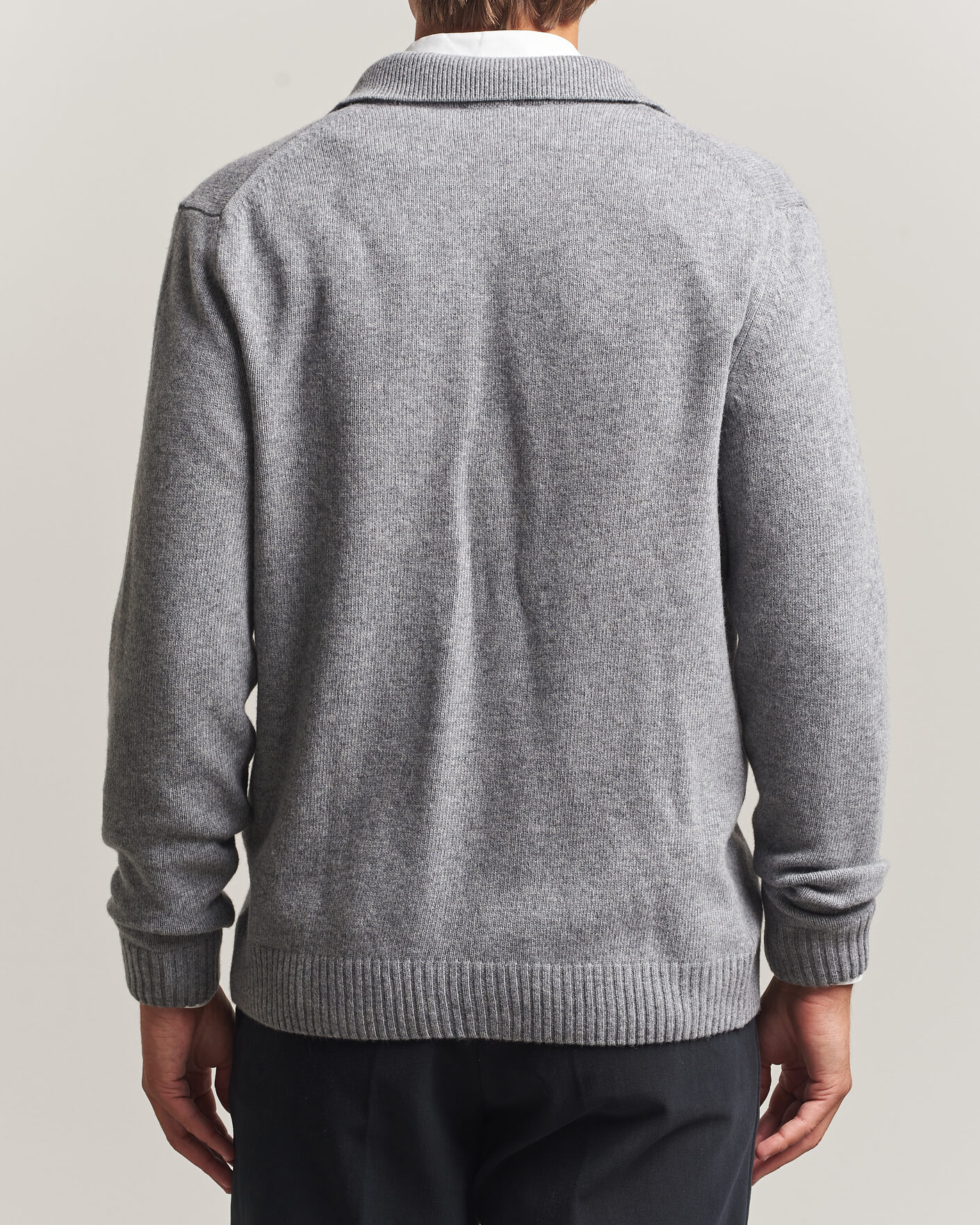 Homme | Pulls Et Tricots | Stenströms | Brushed Merino Polo Cardigan Grey