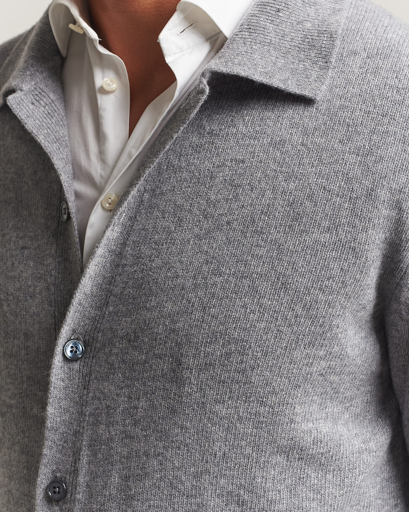Homme | Pulls Et Tricots | Stenströms | Brushed Merino Polo Cardigan Grey