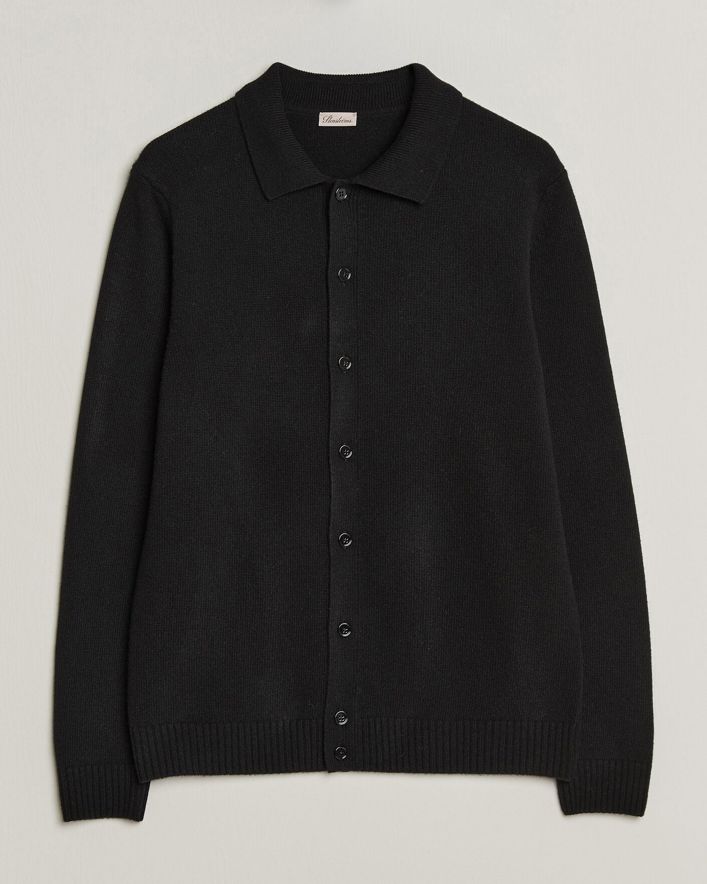 Homme | Pulls Et Tricots | Stenströms | Brushed Merino Polo Cardigan Black