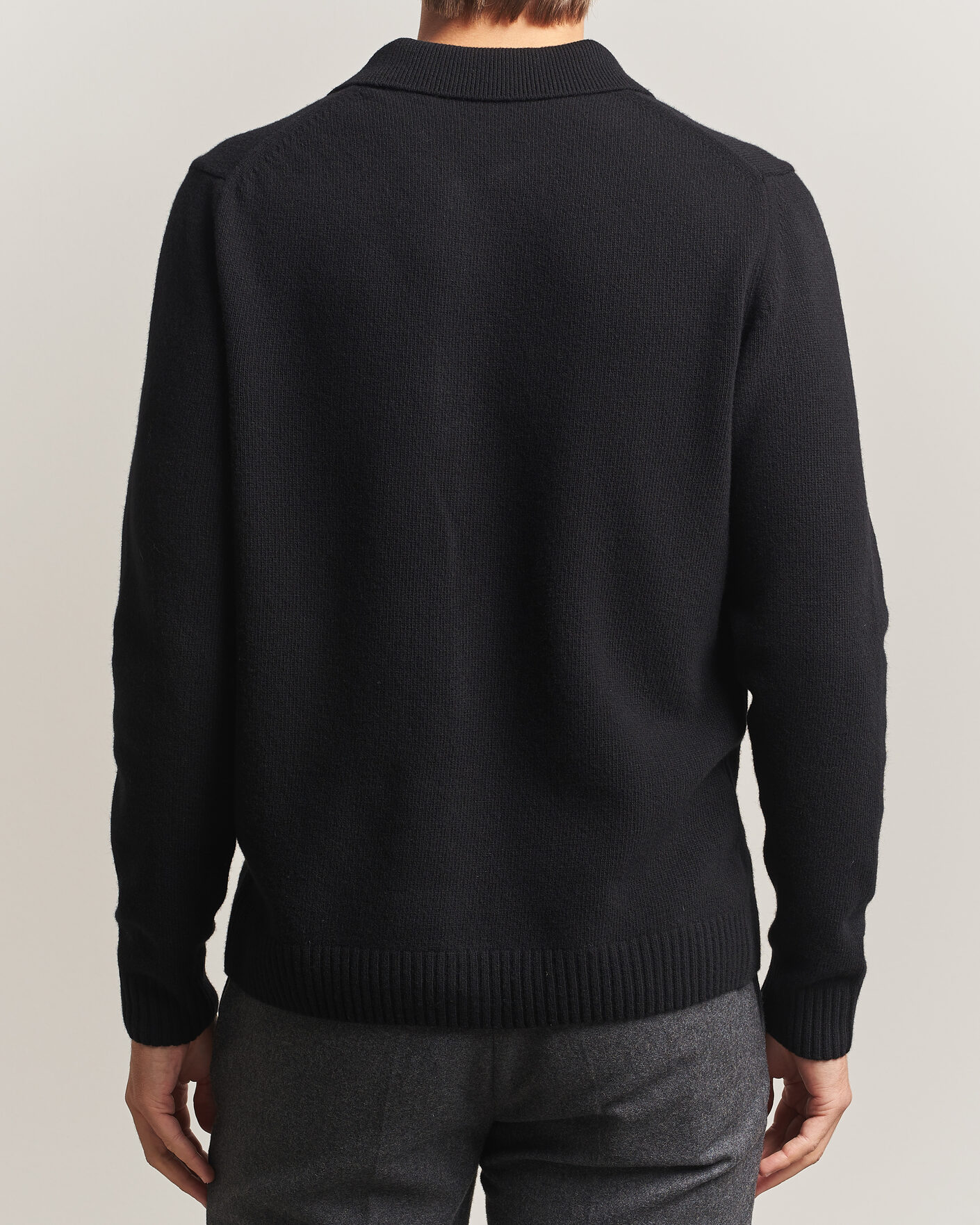 Homme | Pulls Et Tricots | Stenströms | Brushed Merino Polo Cardigan Black