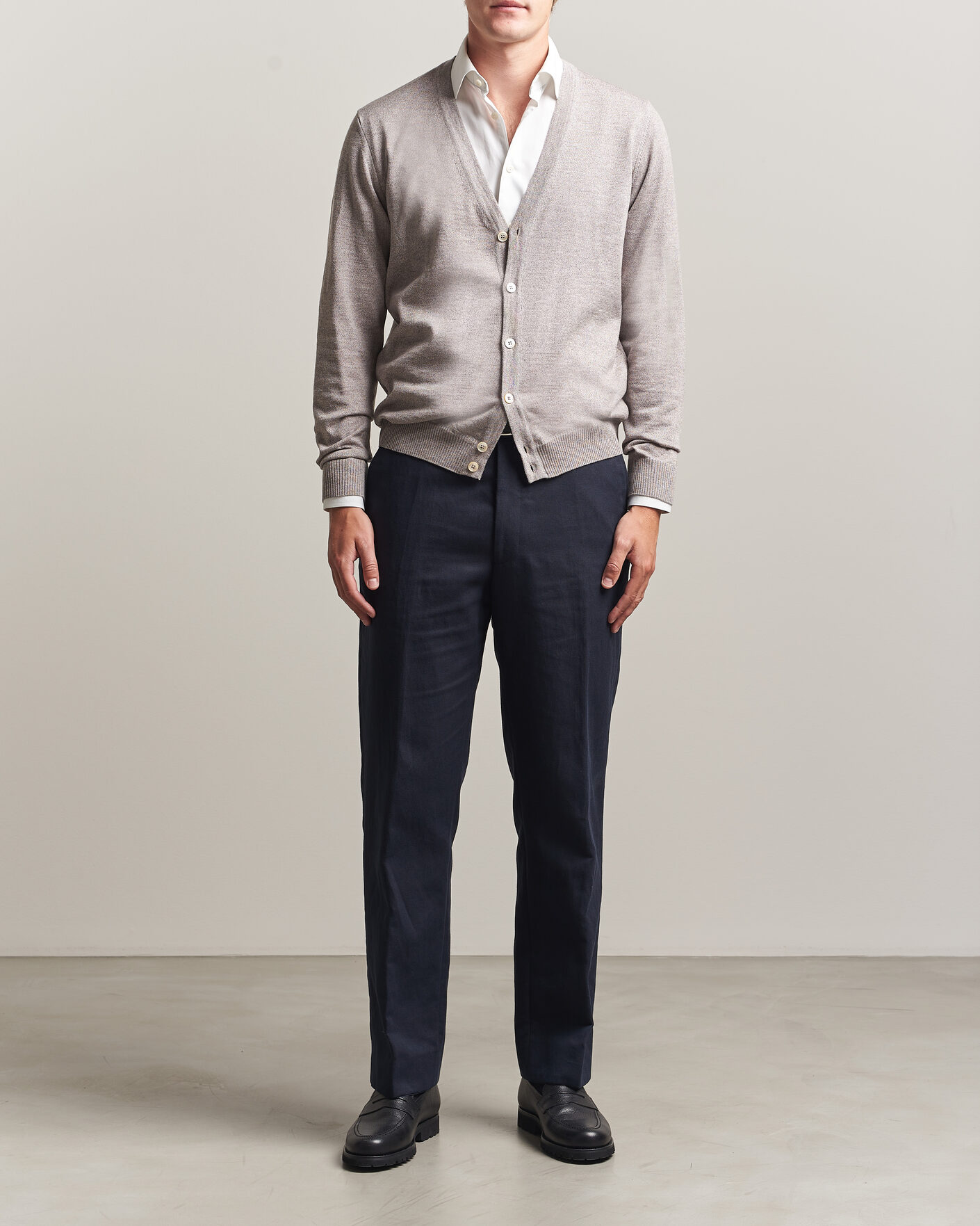 Homme | Pulls Et Tricots | Stenströms | Merino Cardigan Beige Mouline
