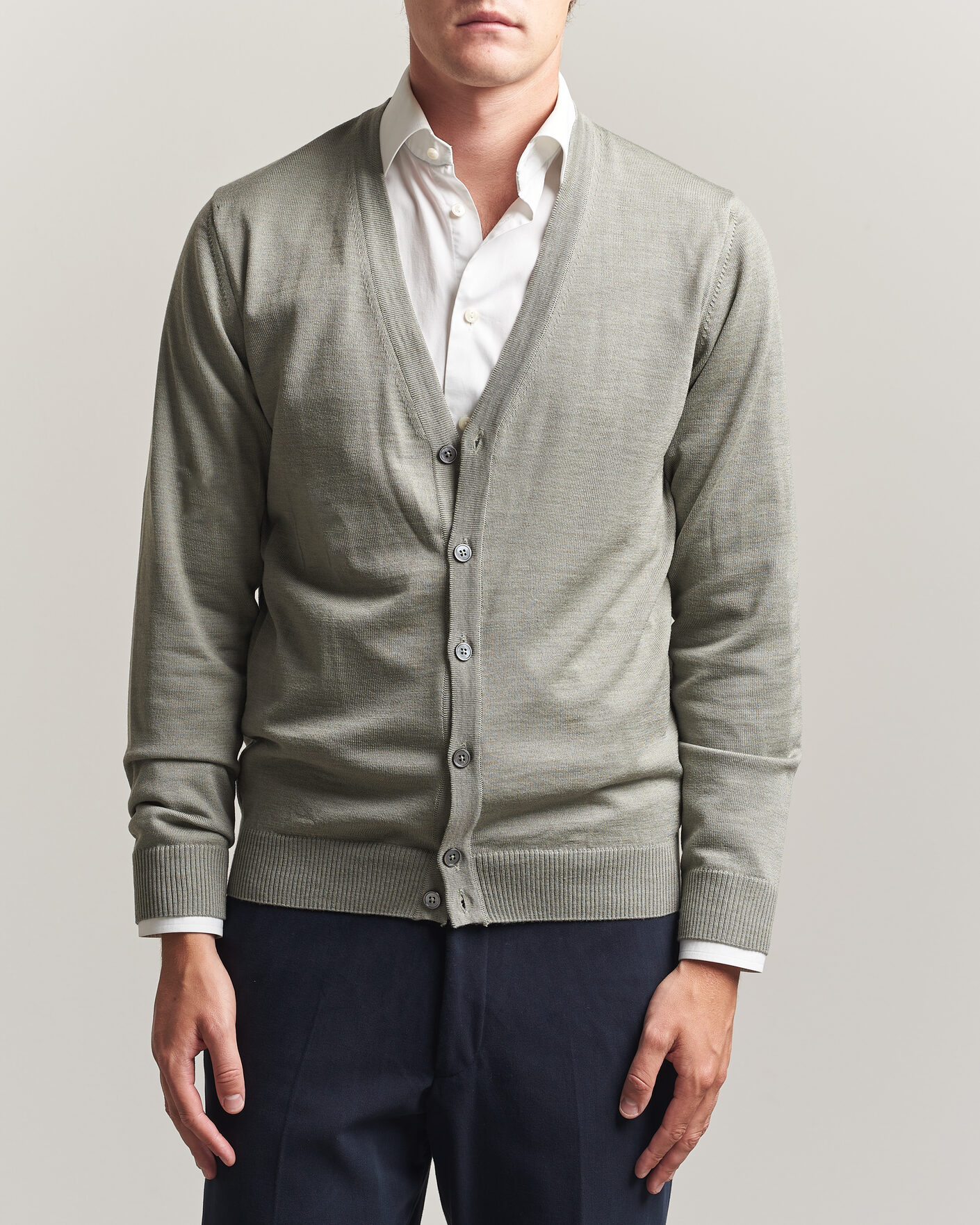 Homme | Pulls Et Tricots | Stenströms | Merino Cardigan Green/Grey