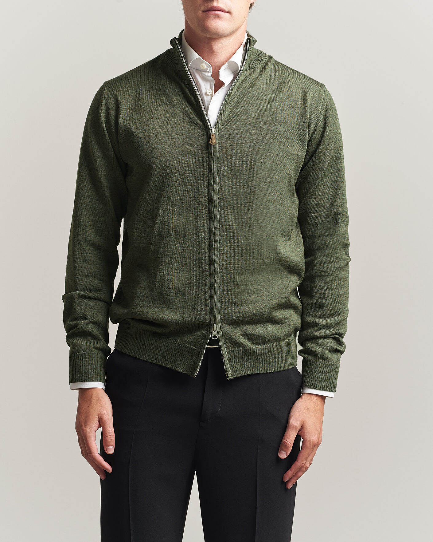 Homme | Pulls Et Tricots | Stenströms | Merino Full Zip Green