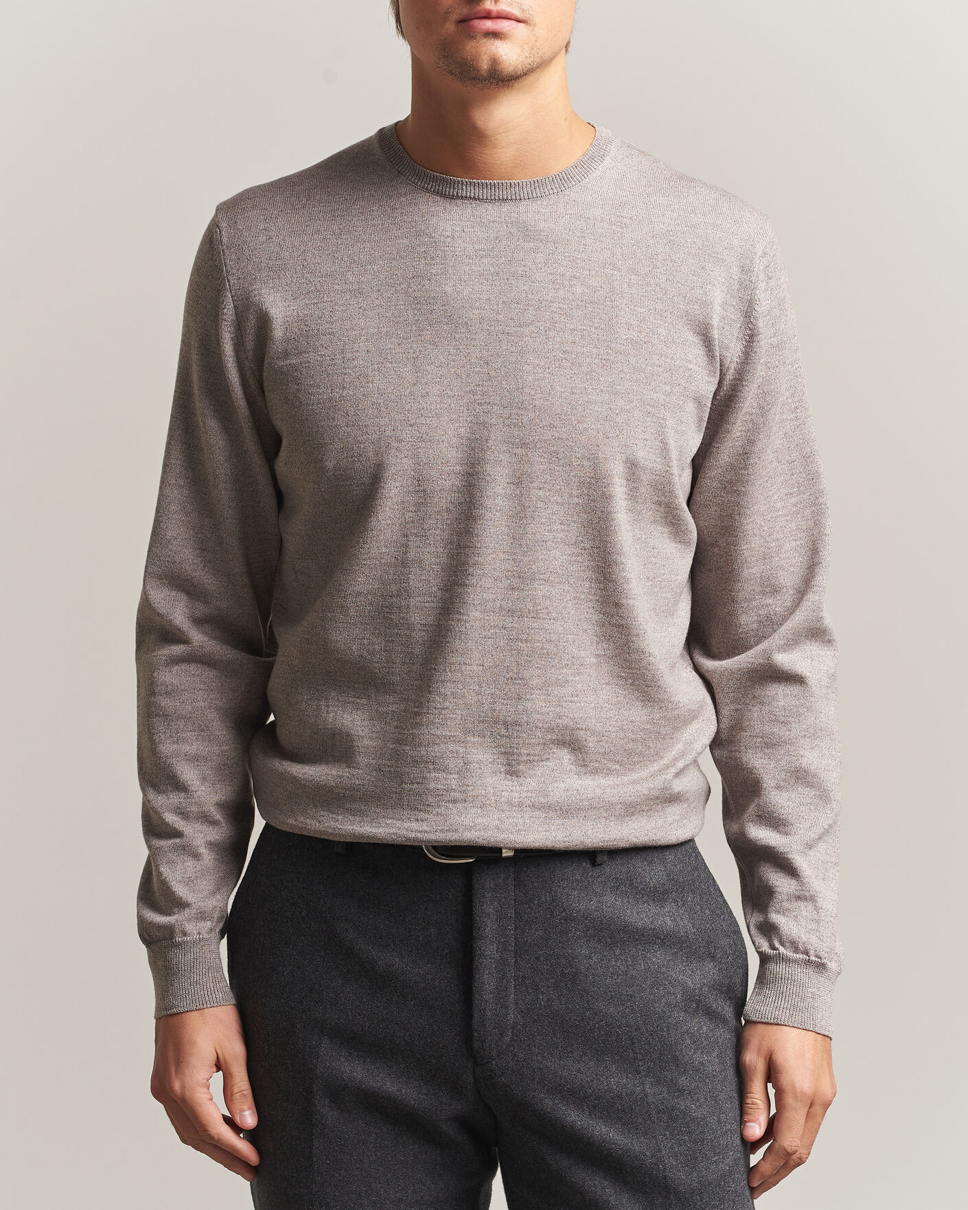 Homme | Pulls Et Tricots | Stenströms | Merino Patch Crew Neck Beige