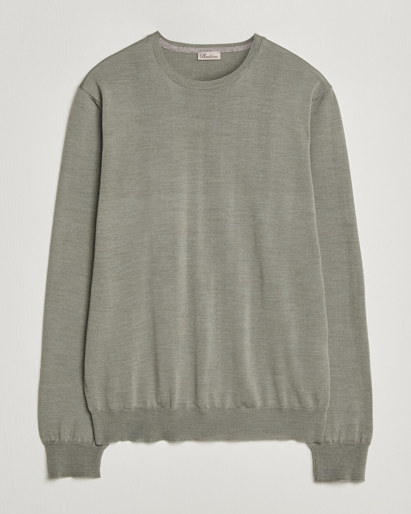 Homme | Pulls Et Tricots | Stenströms | Merino Patch Crew Neck Green/Grey
