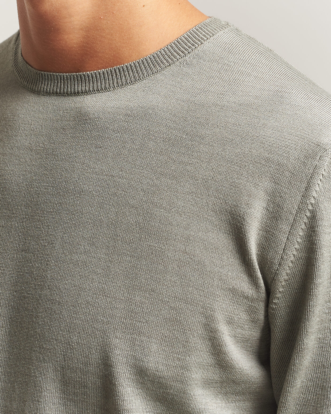 Homme | Pulls Et Tricots | Stenströms | Merino Patch Crew Neck Green/Grey