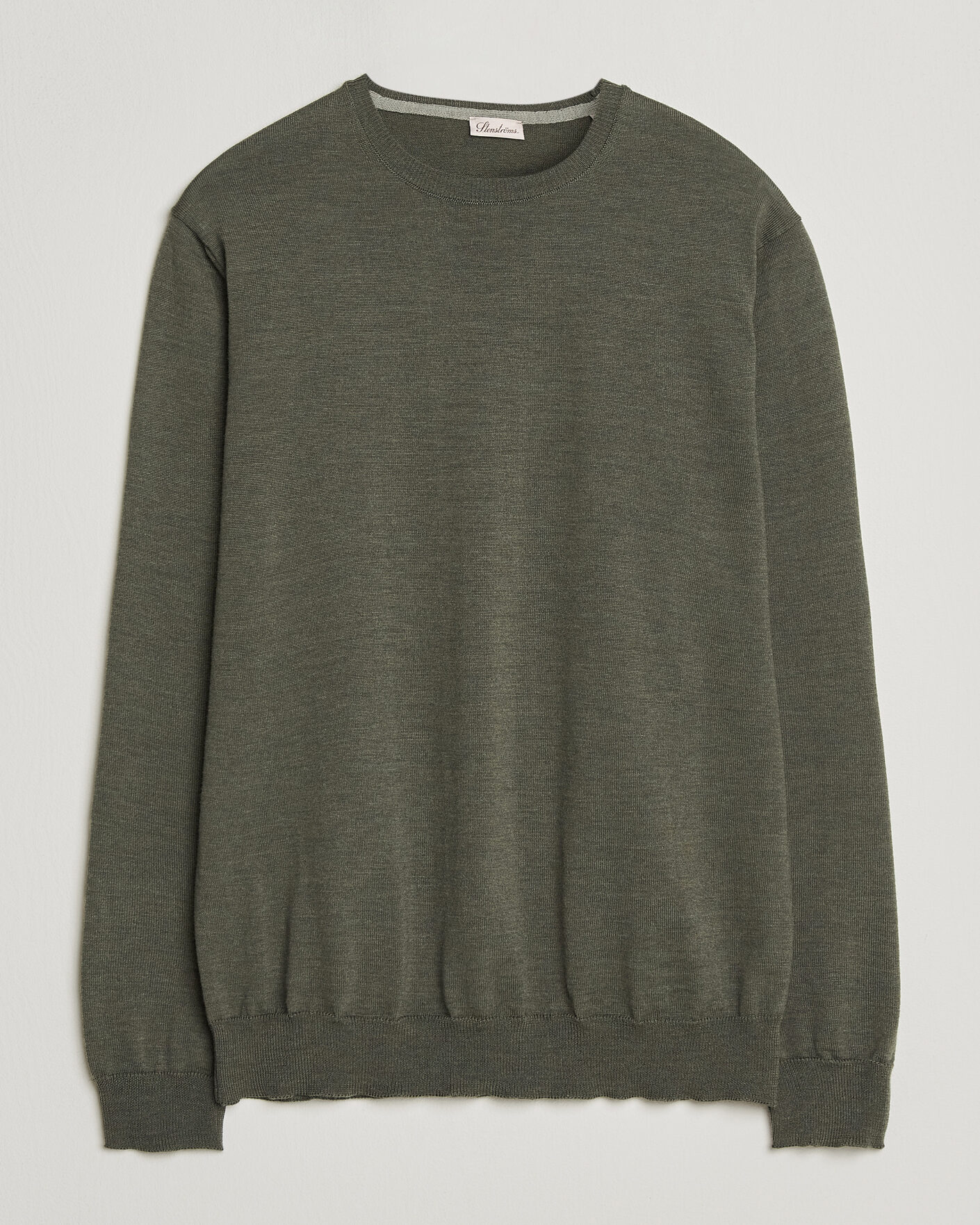 Homme | Pulls Et Tricots | Stenströms | Merino Patch Crew Neck Dark Green
