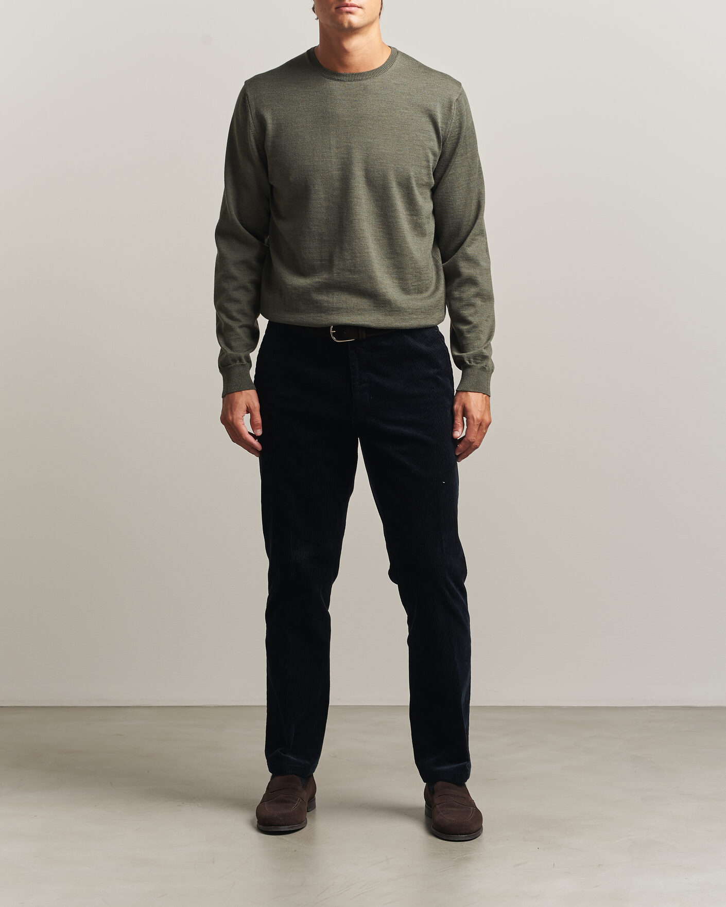 Homme | Pulls Et Tricots | Stenströms | Merino Patch Crew Neck Dark Green
