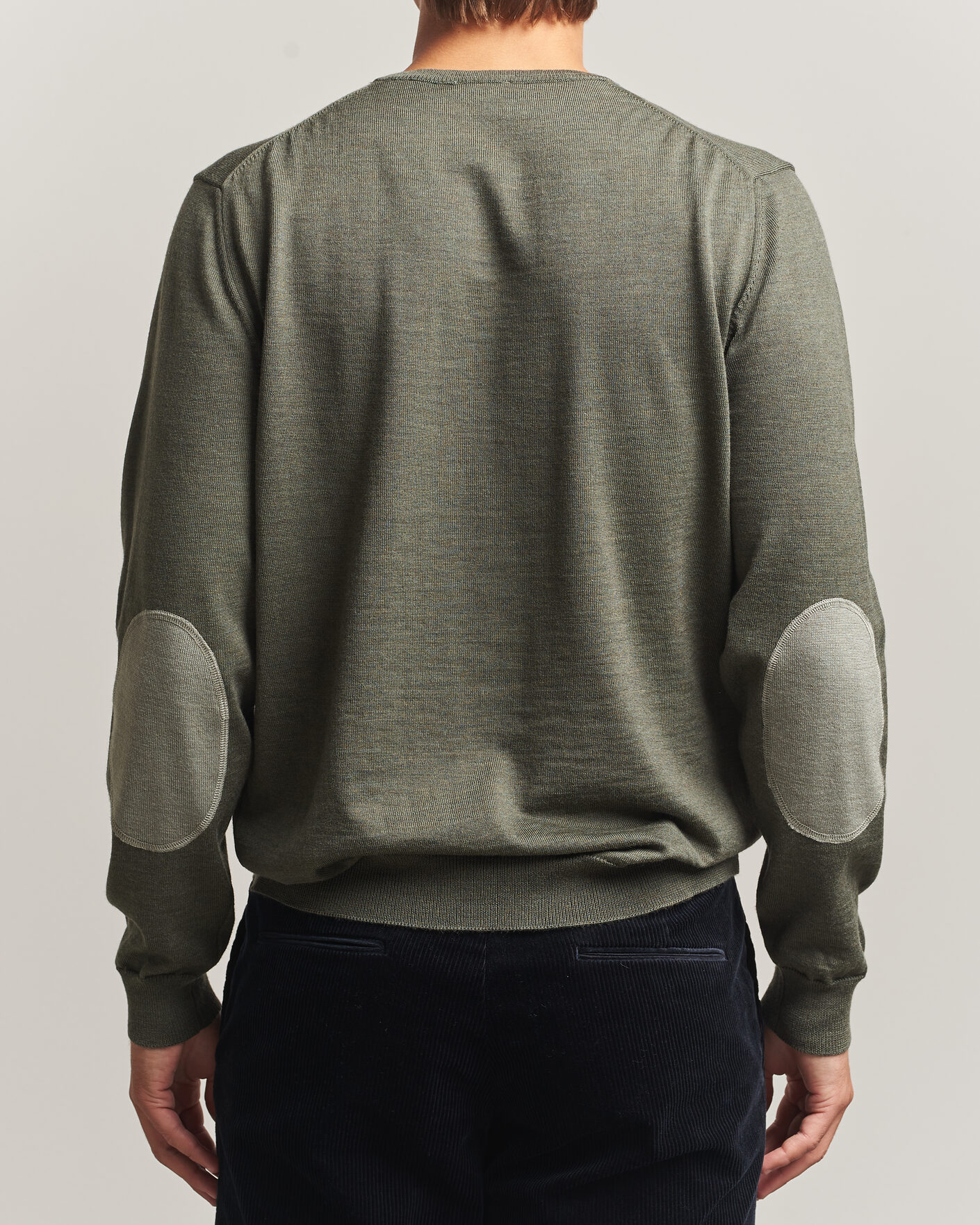 Homme | Pulls Et Tricots | Stenströms | Merino Patch Crew Neck Dark Green