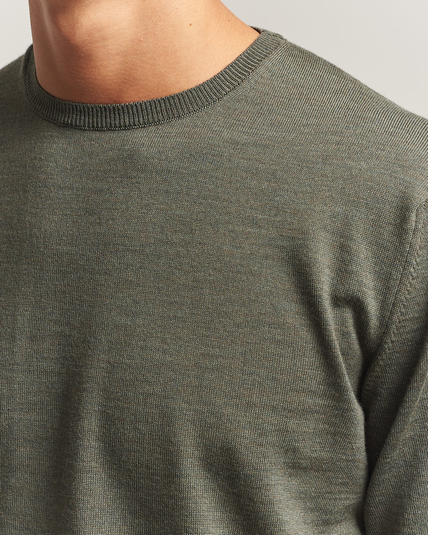 Homme | Pulls Et Tricots | Stenströms | Merino Patch Crew Neck Dark Green