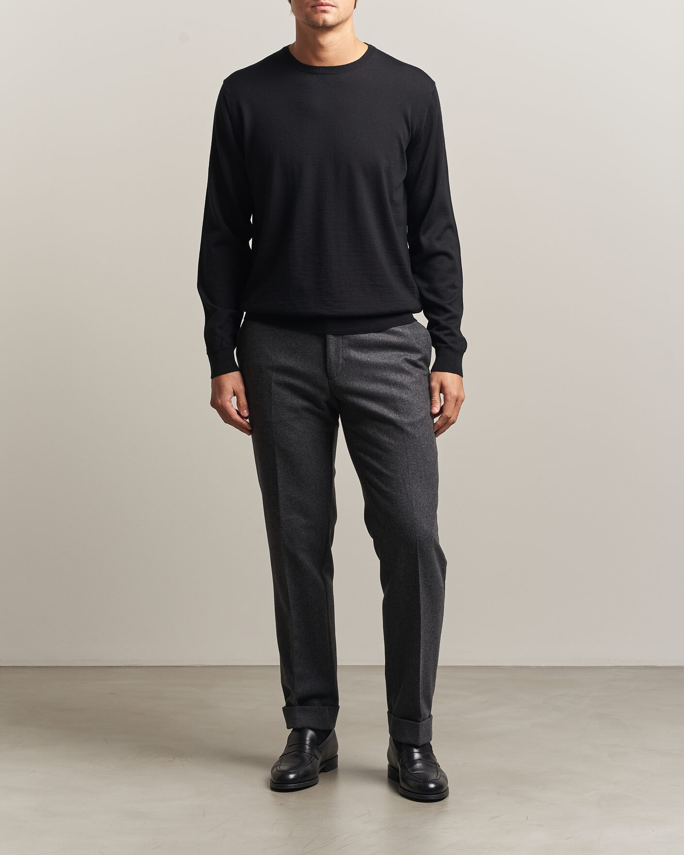 Homme | Pulls Et Tricots | Stenströms | Merino Patch Crew Neck Black