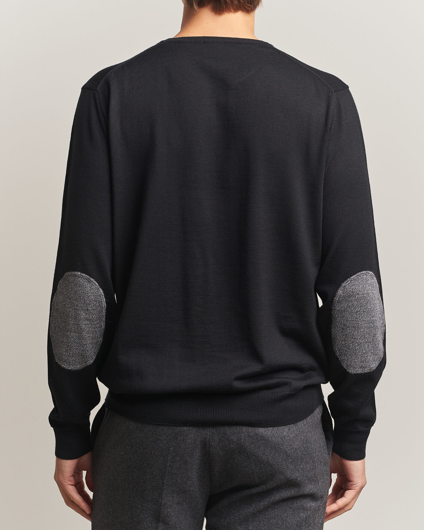 Homme | Pulls Et Tricots | Stenströms | Merino Patch Crew Neck Black