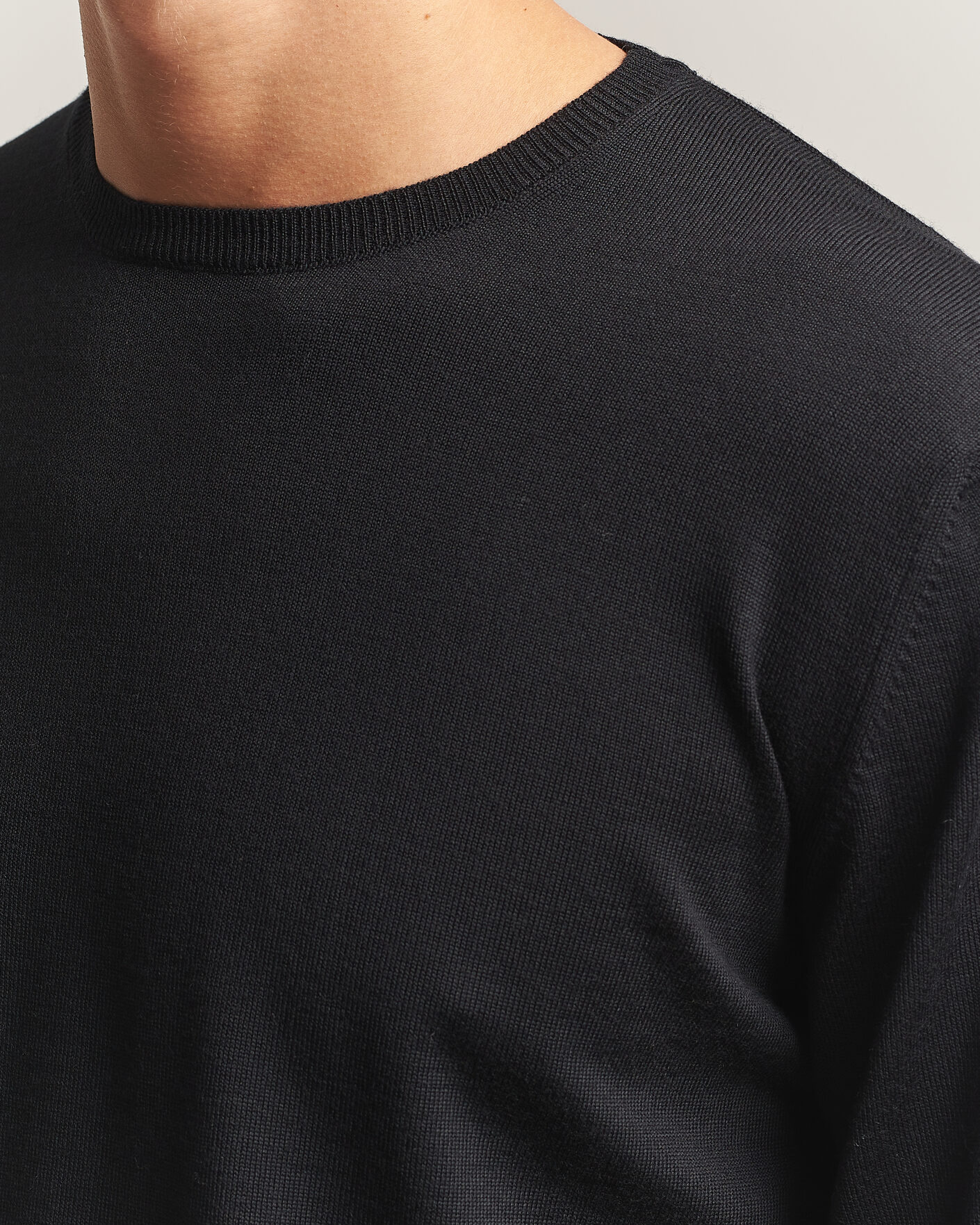Homme | Pulls Et Tricots | Stenströms | Merino Patch Crew Neck Black