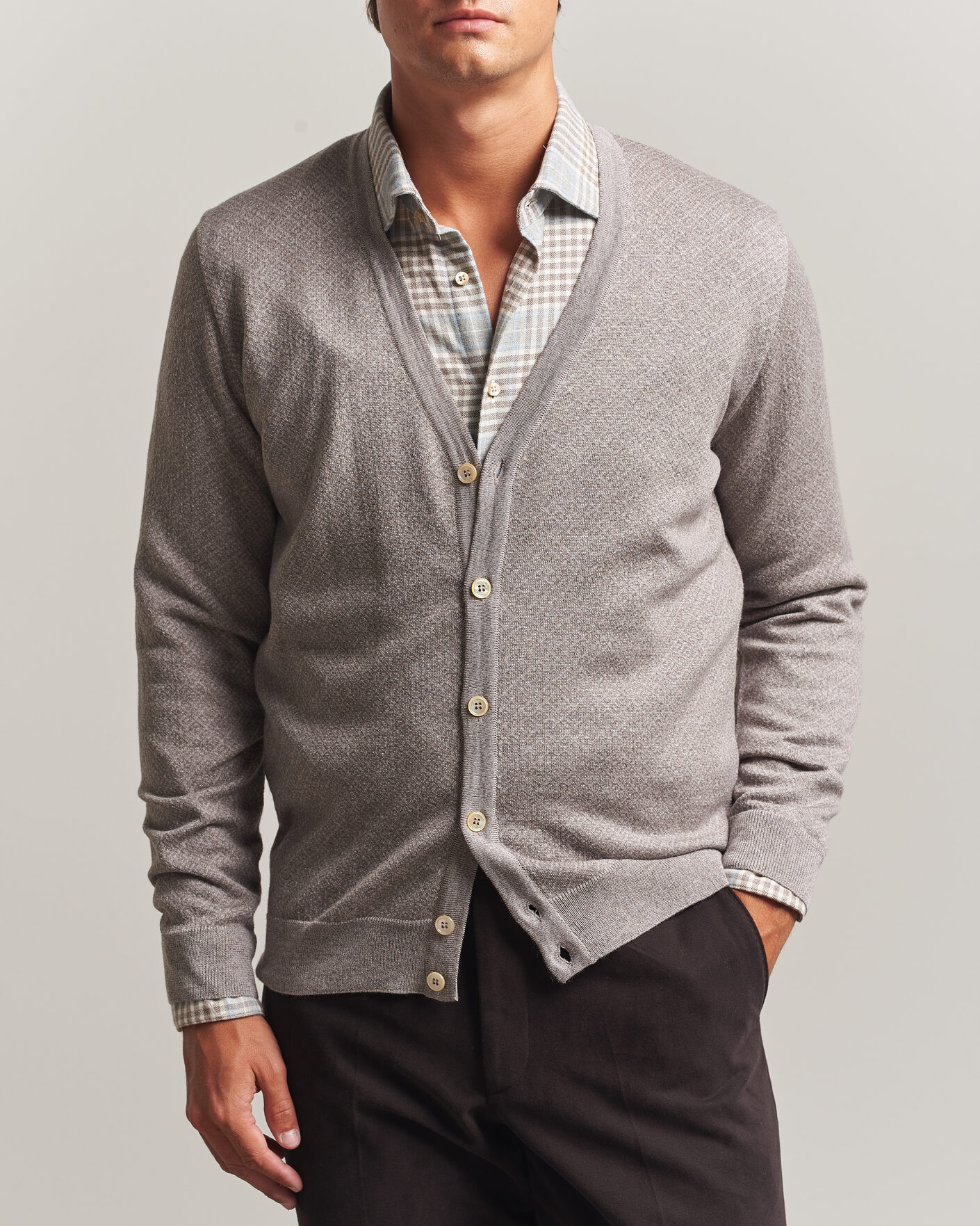 Homme | Pulls Et Tricots | Stenströms | Merino Jaquard Cardigan Beige