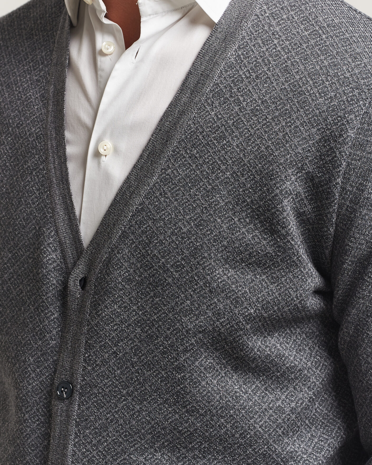 Homme | Pulls Et Tricots | Stenströms | Merino Jaquard Cardigan Dark Grey