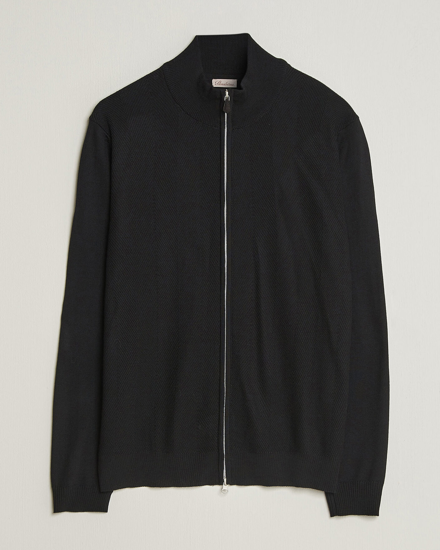 Homme | Pulls Et Tricots | Stenströms | Merino Herringbone Full Zip Black