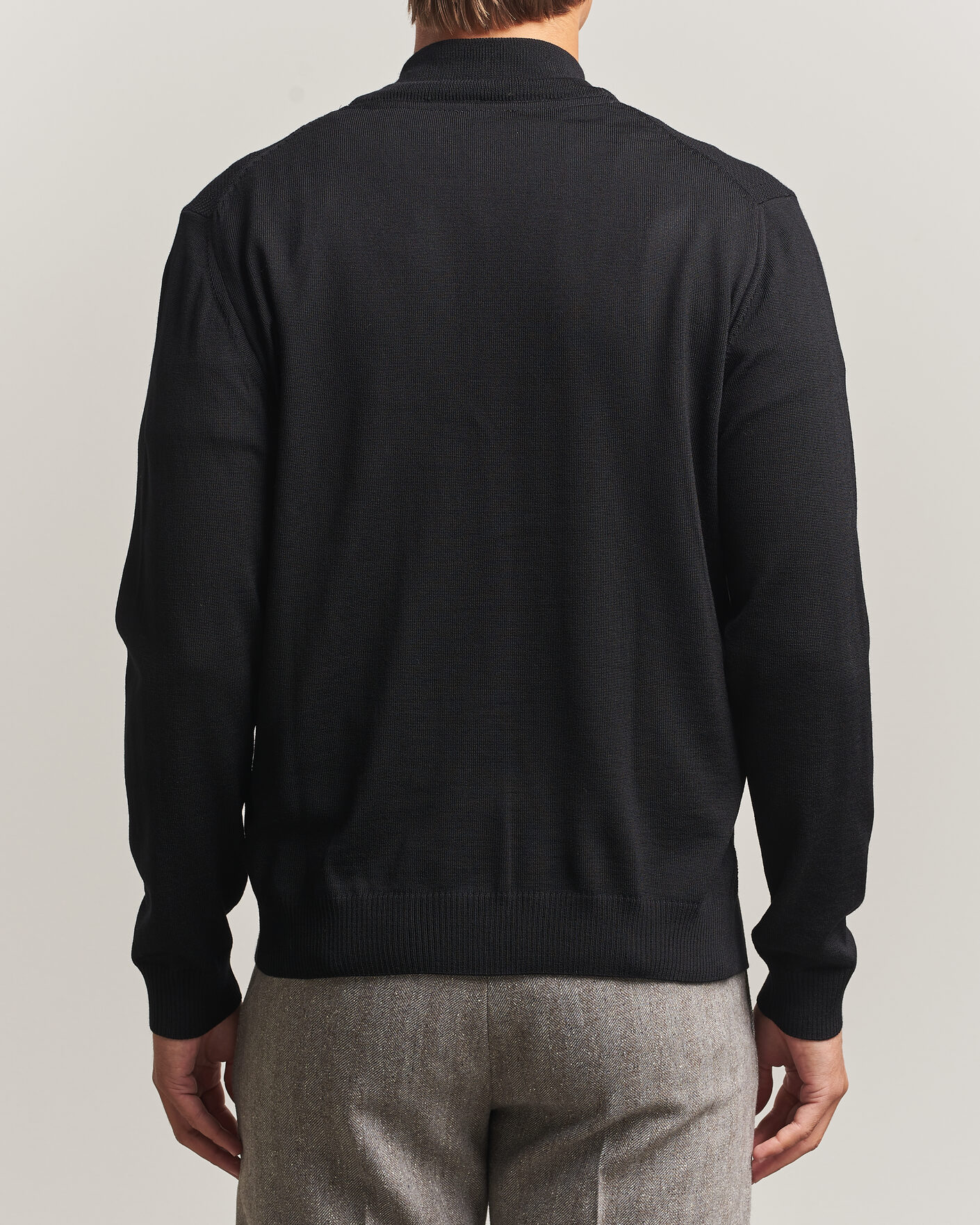 Homme | Pulls Et Tricots | Stenströms | Merino Herringbone Full Zip Black