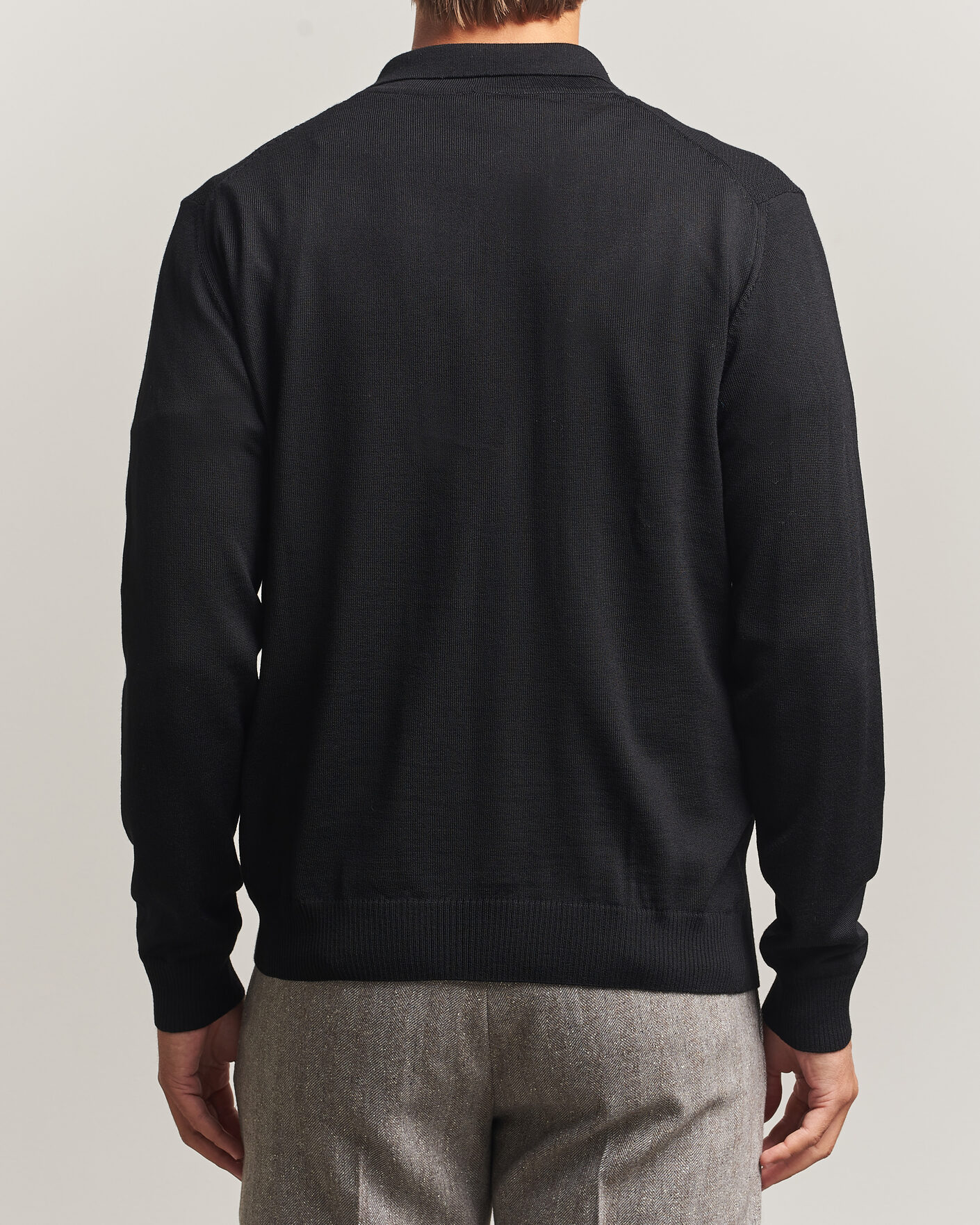 Homme | Pulls Et Tricots | Stenströms | Merino Herringbone Polo Cardigan Black