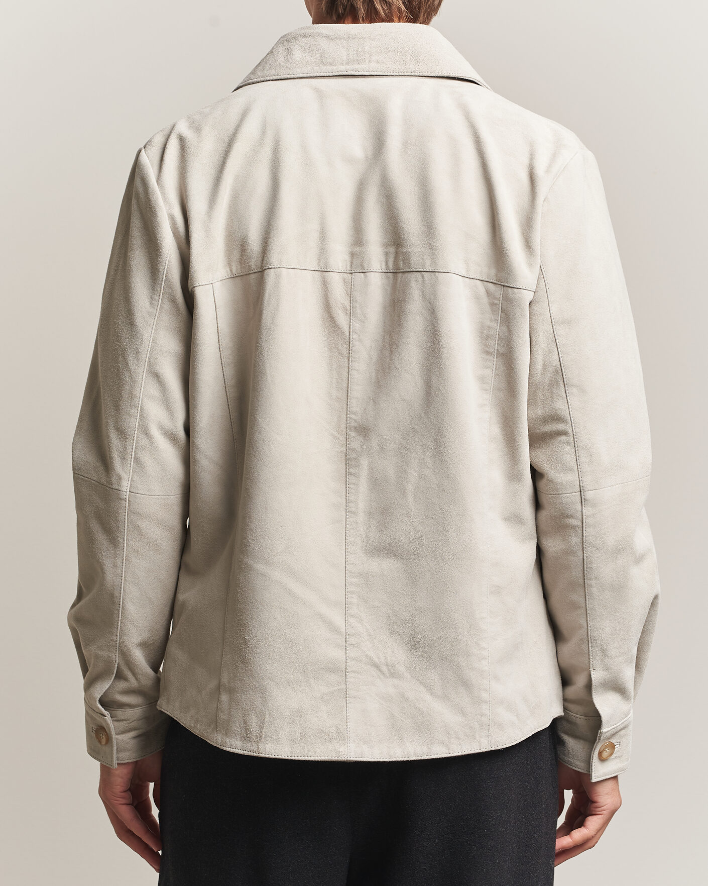 Homme | Chemises | Stenströms | Goat Suede Overshirt Light Grey