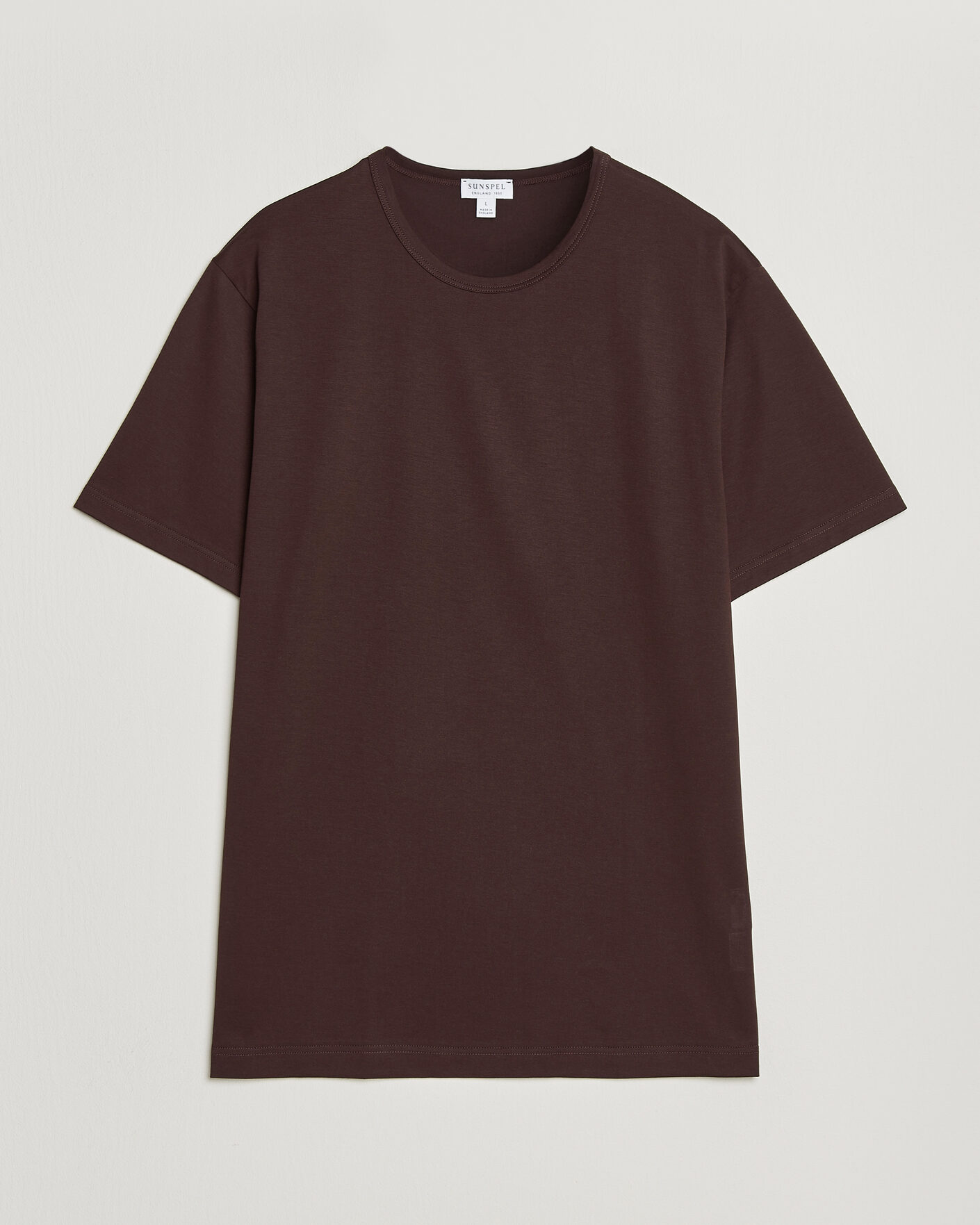 Homme | T-shirts | Sunspel | Crew Neck Q82 Cotton T-Shirt Dark Brown