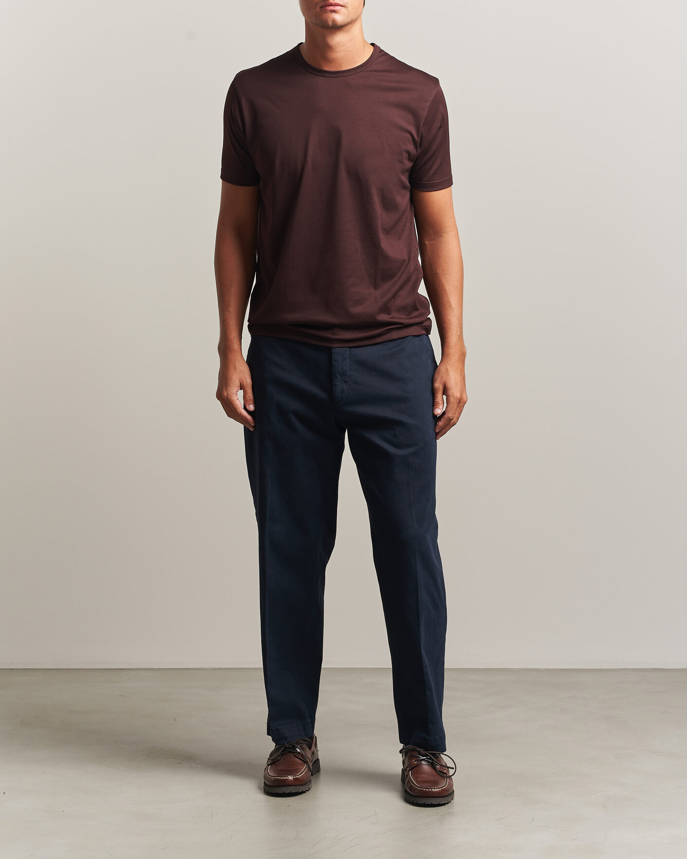 Homme | T-shirts | Sunspel | Crew Neck Q82 Cotton T-Shirt Dark Brown