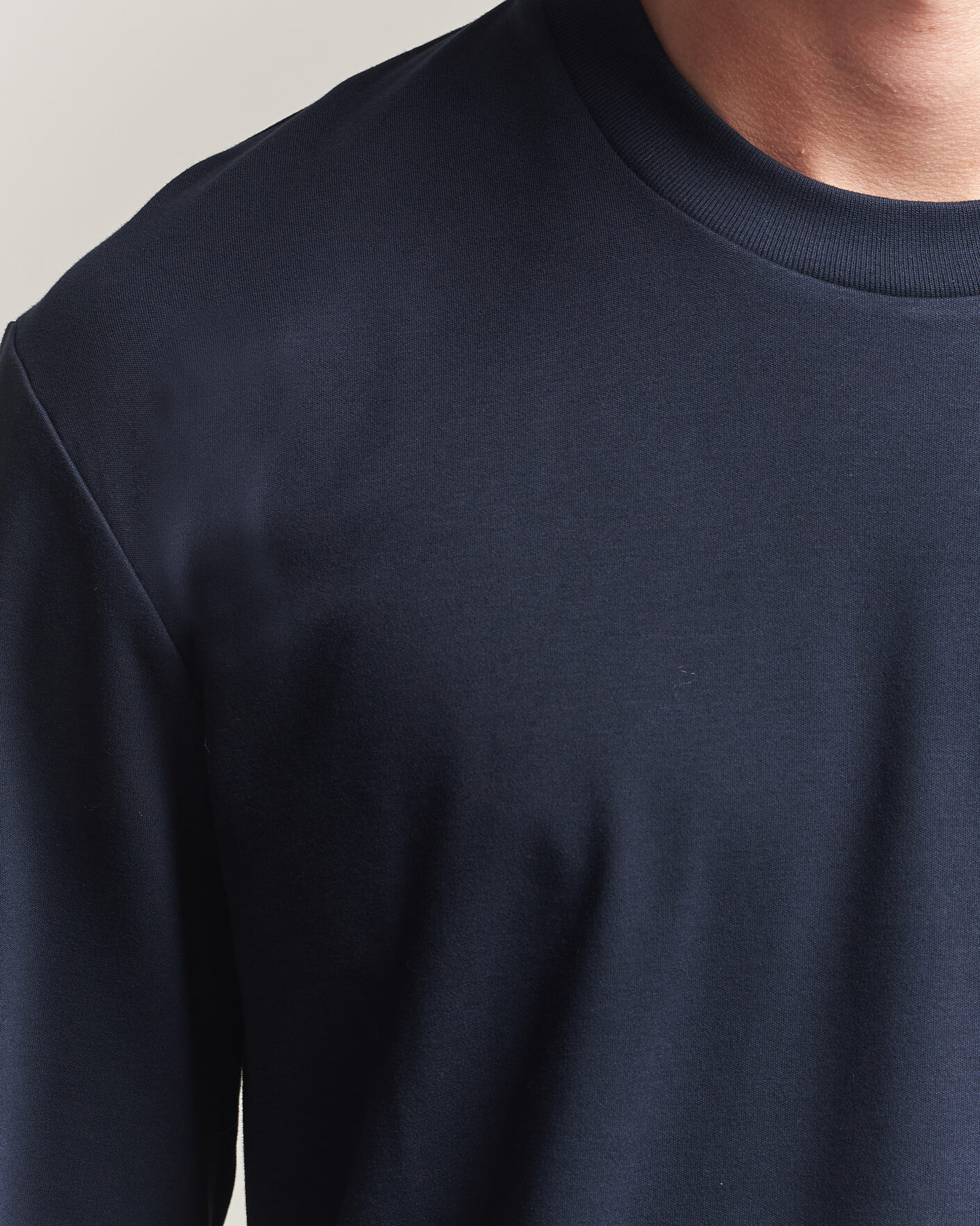 Homme | T-shirts | Sunspel | Heavy Weight Supima Cotton Long Sleeve T-Shirt Navy