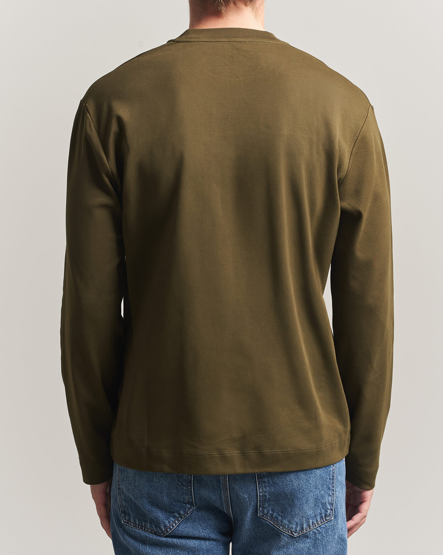 Homme | T-shirts | Sunspel | Heavy Weight Supima Cotton Long Sleeve T-Shirt Green