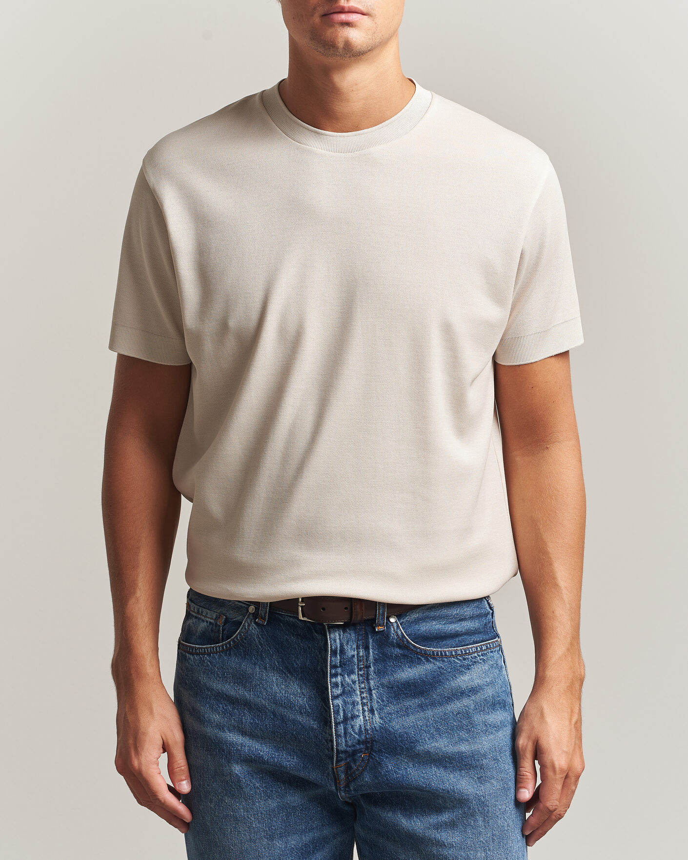 Homme | T-shirts | Sunspel | Cotton Piquet T-Shirt Swansdown