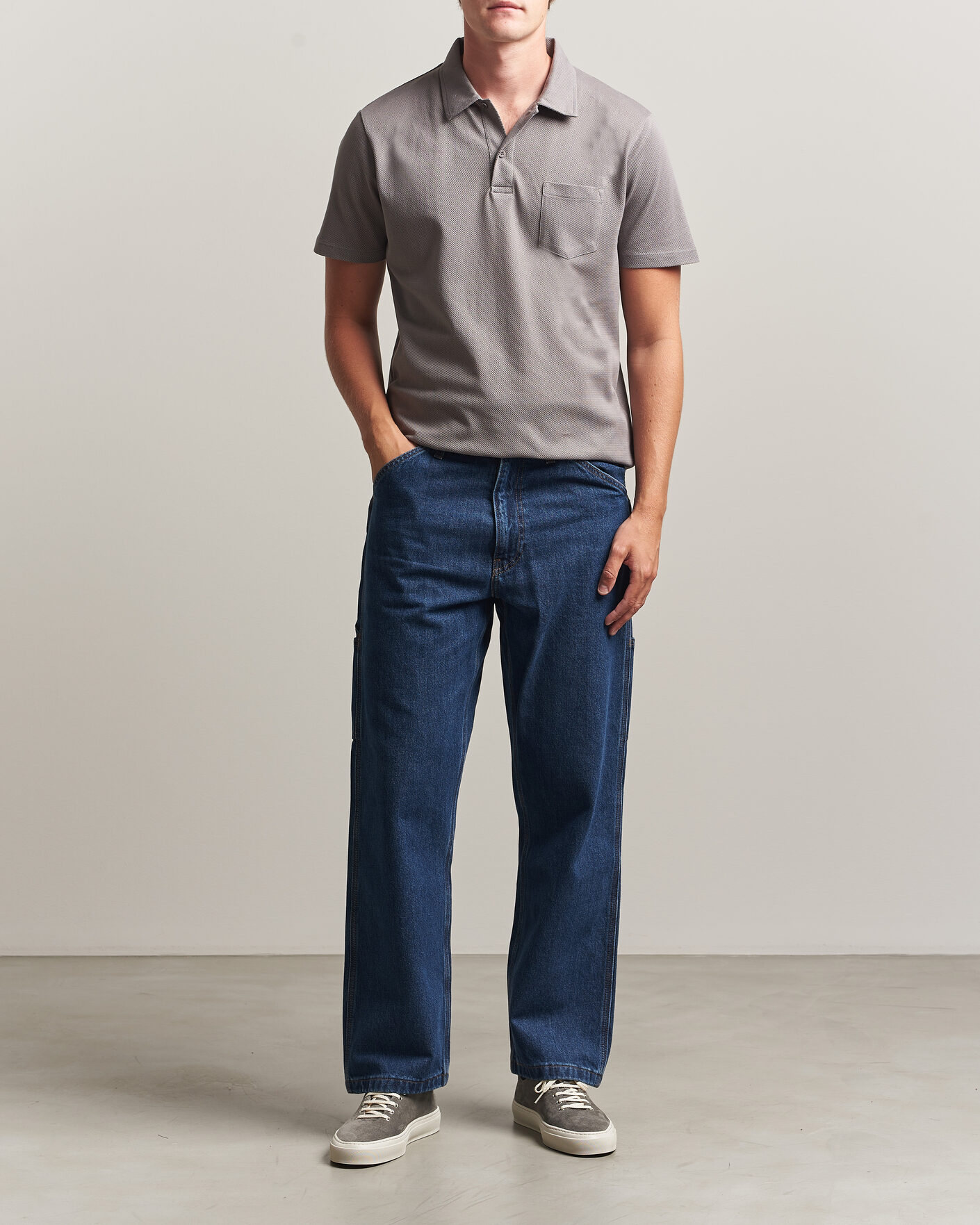 Homme | Polos | Sunspel | Riviera Polo Shirt Smoke Grey