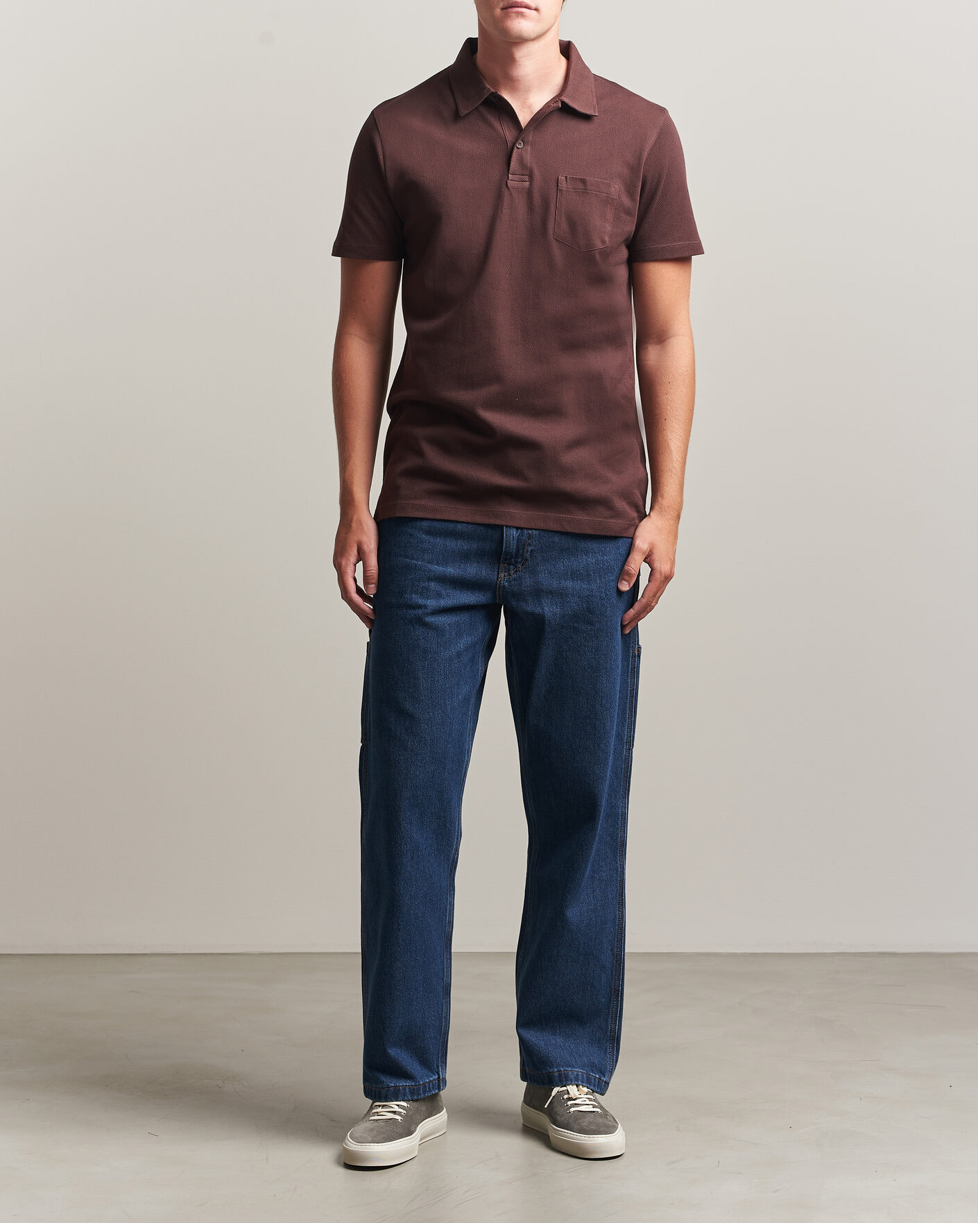 Homme | Polos | Sunspel | Riviera Polo Shirt Dark Brown