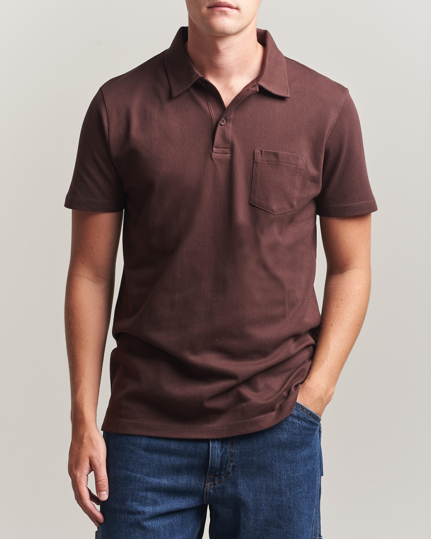 Homme | Polos | Sunspel | Riviera Polo Shirt Dark Brown