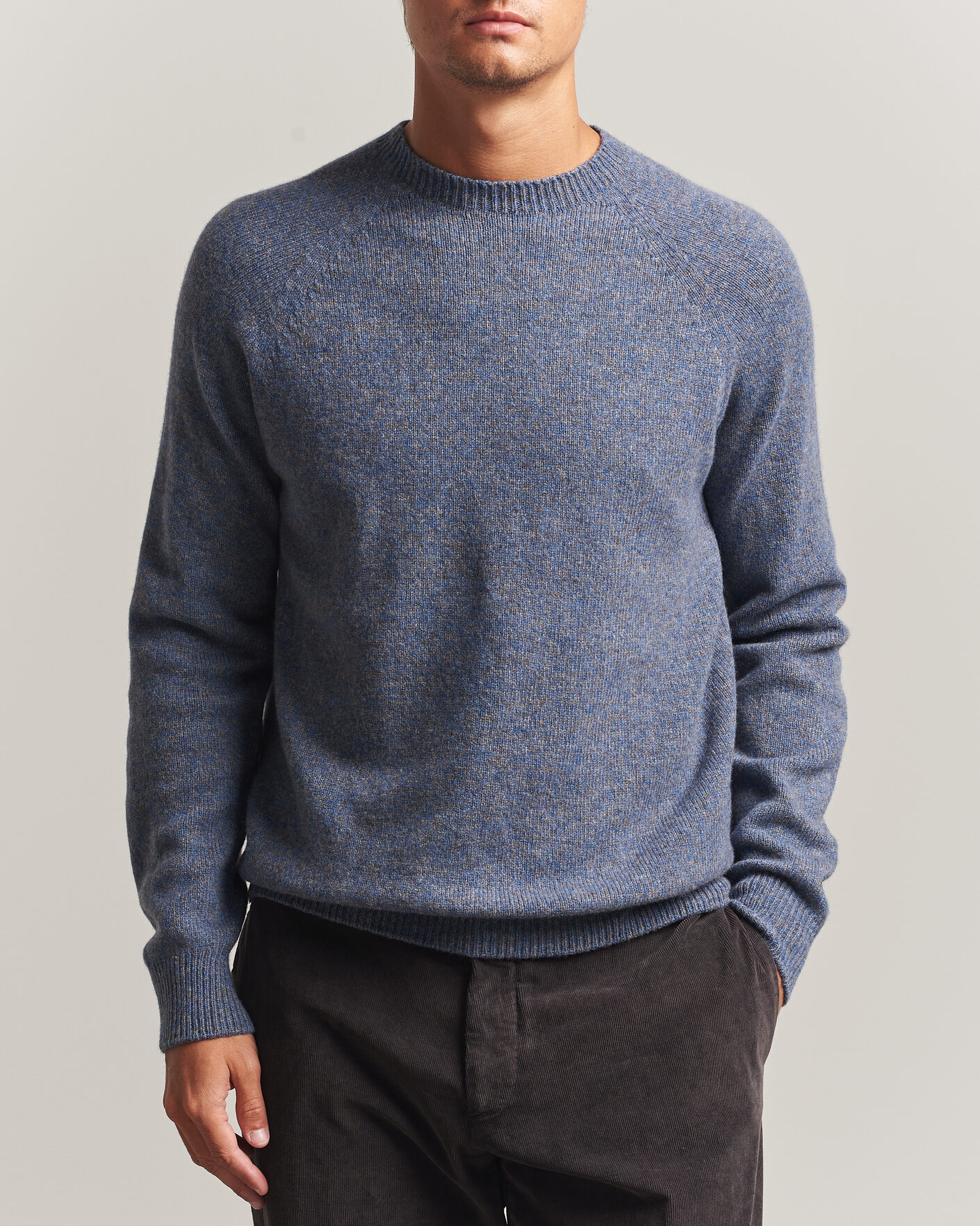 Homme | Pulls Et Tricots | Sunspel | Lambswool Crew Neck Denim Twist