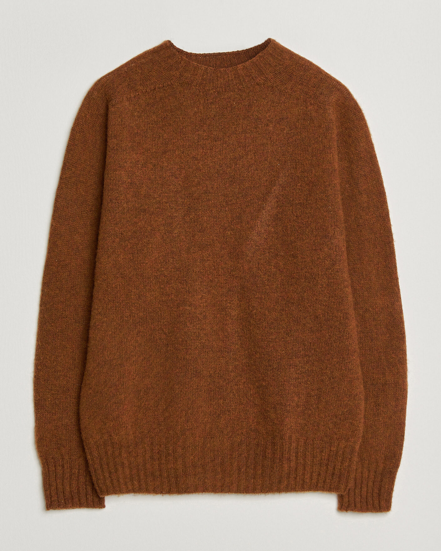 Homme | Pulls Et Tricots | Sunspel | Brushed Shetland Crew Neck Dark Tabacco
