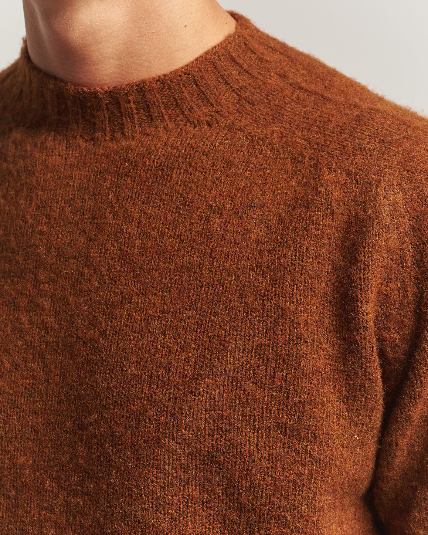 Homme | Pulls Et Tricots | Sunspel | Brushed Shetland Crew Neck Dark Tabacco
