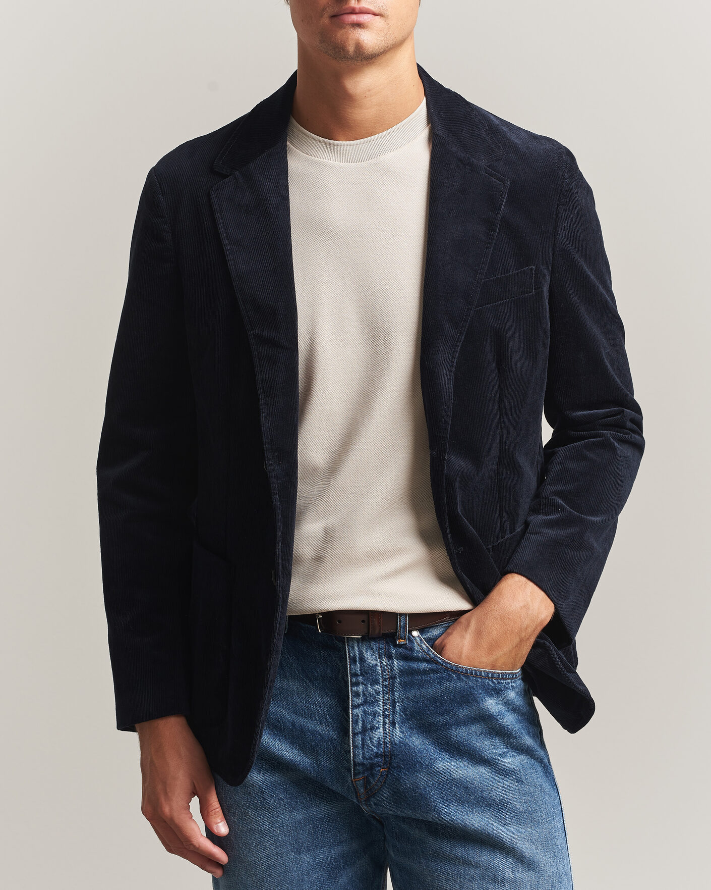 Homme | Blazers | Sunspel | Relaxed Corduroy Blazer Navy