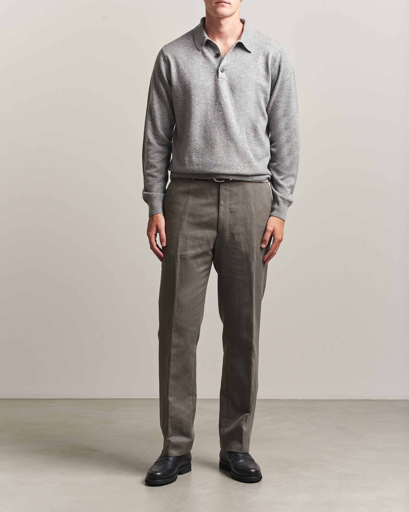 Homme | Pulls Et Tricots | Sunspel | Cashmere Polo Grey Melange