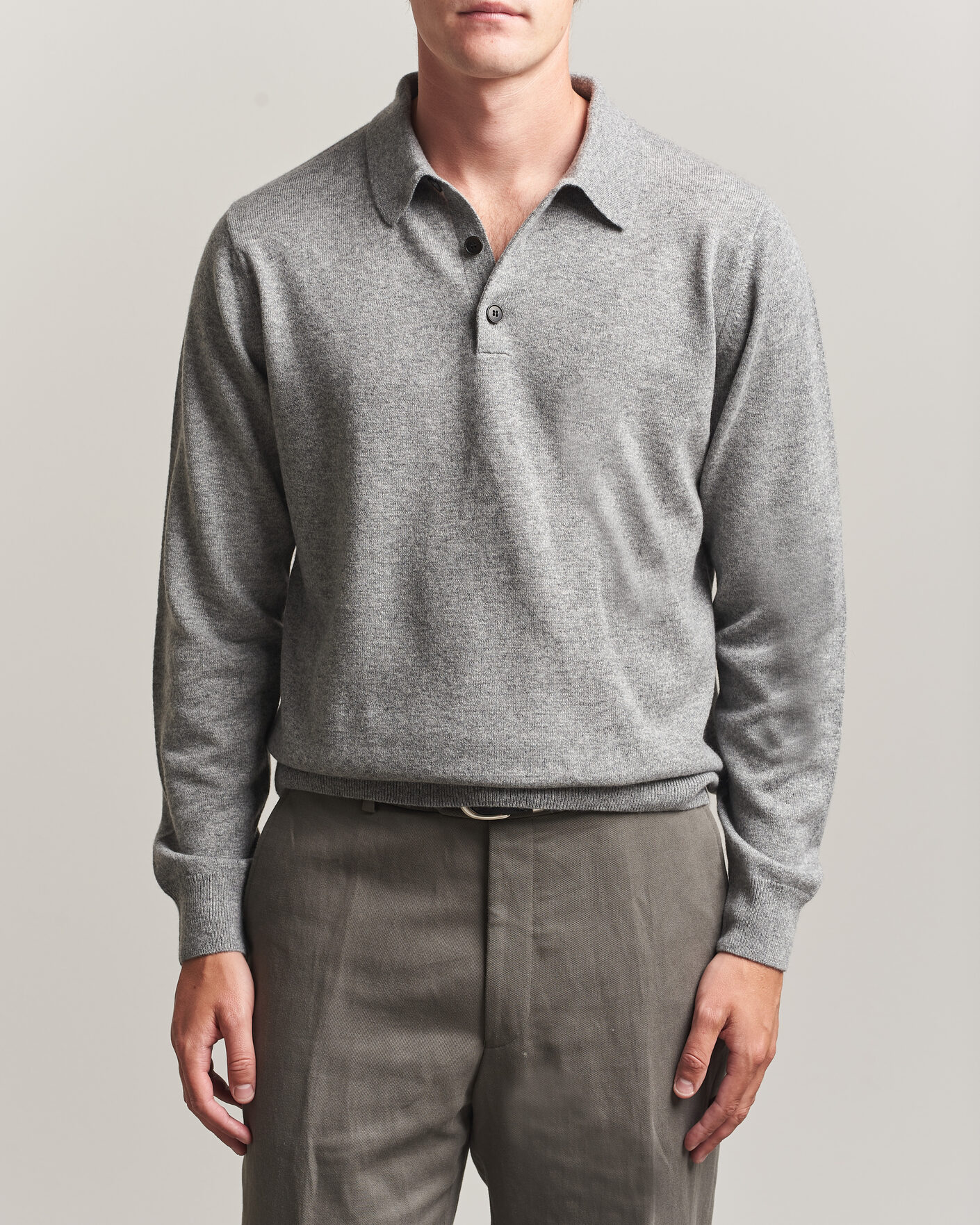 Homme | Pulls Et Tricots | Sunspel | Cashmere Polo Grey Melange
