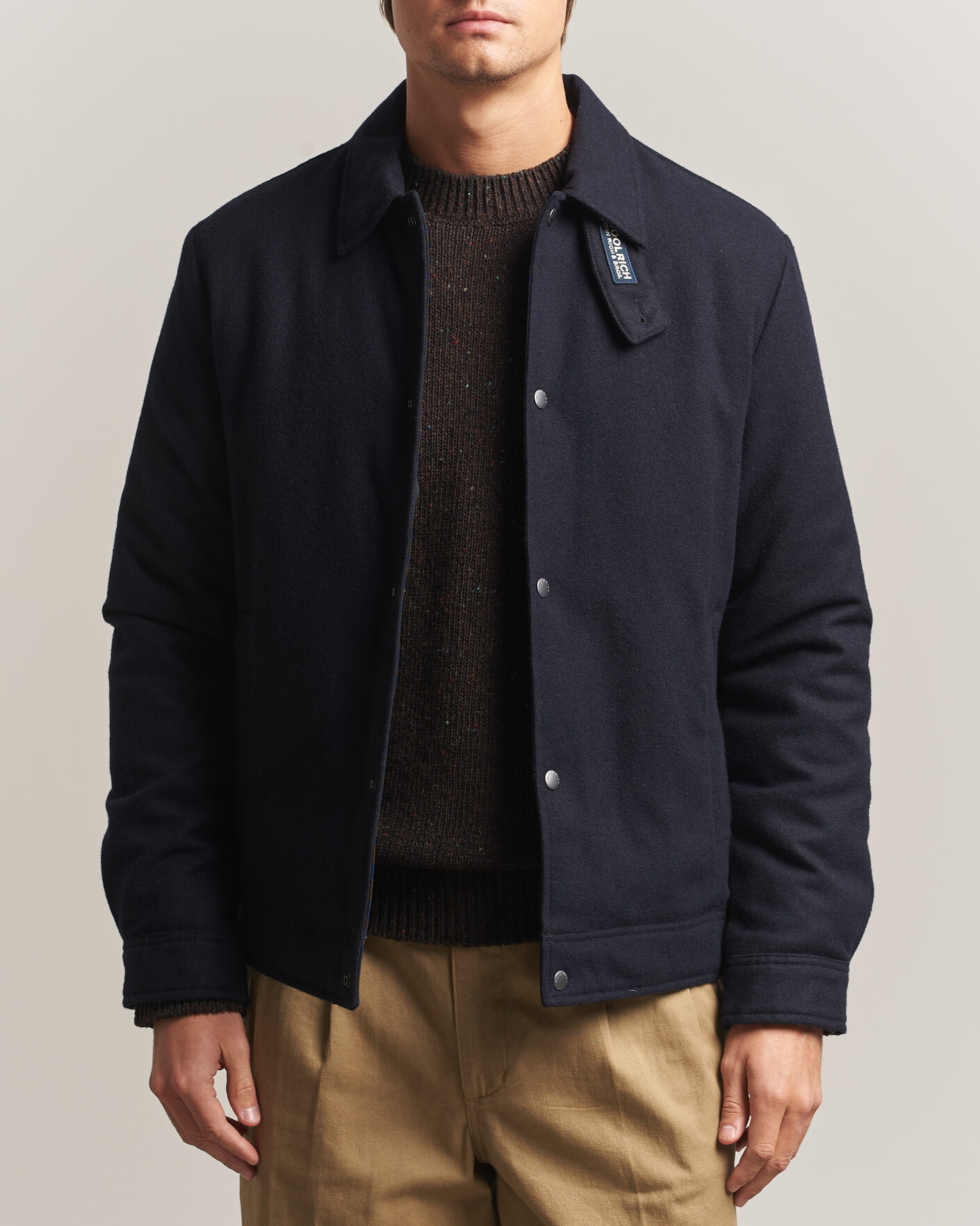 Homme | Manteaux Et Vestes | Woolrich | Wool Light Padded Keating Shirt Jacket Melton Blue