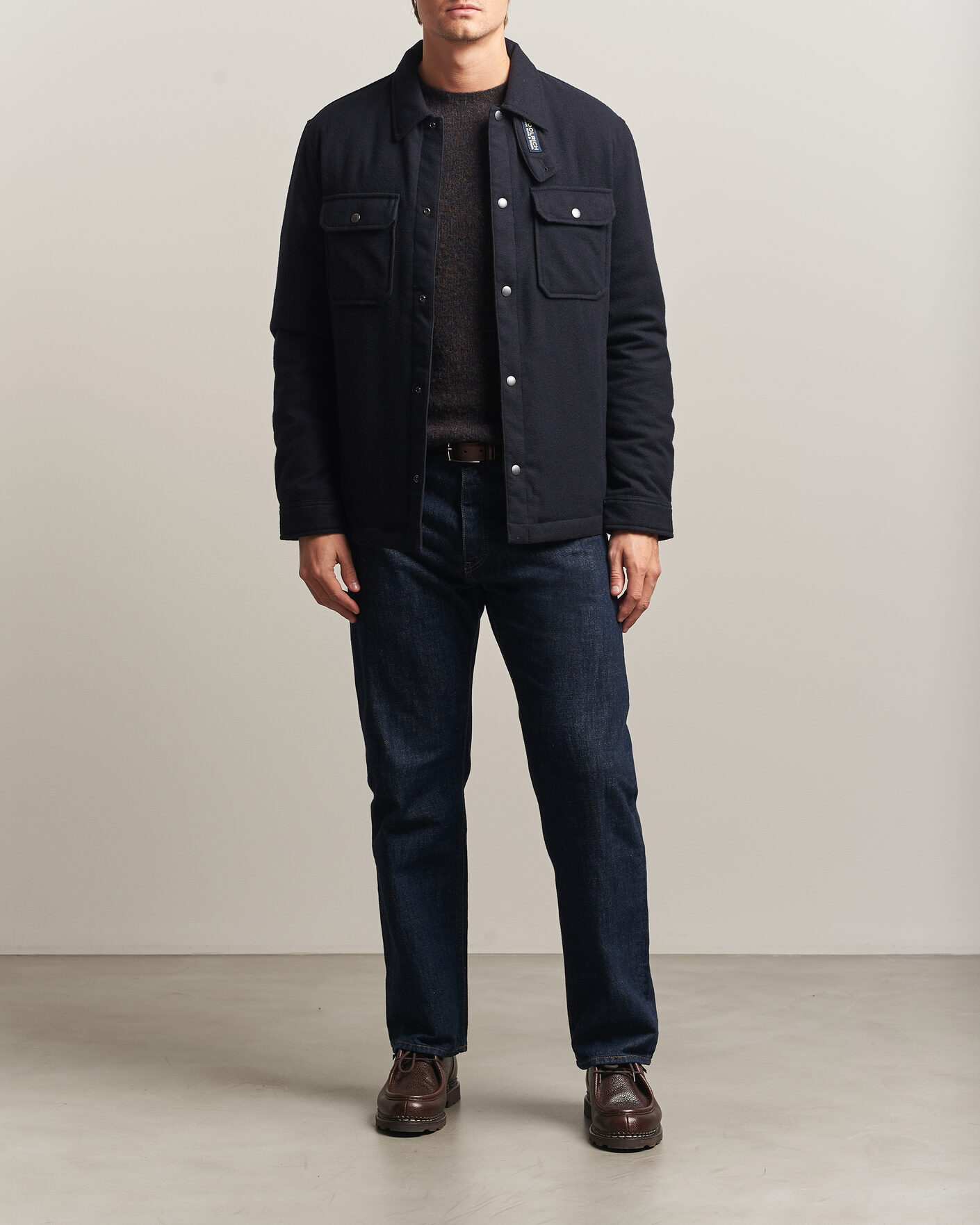 Homme | Manteaux Et Vestes | Woolrich | Alaskan Wool Light Padded Shirt Jacket Melton Blue