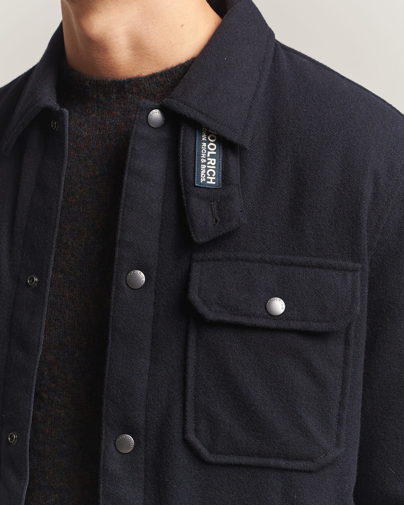 Homme | Manteaux Et Vestes | Woolrich | Alaskan Wool Light Padded Shirt Jacket Melton Blue