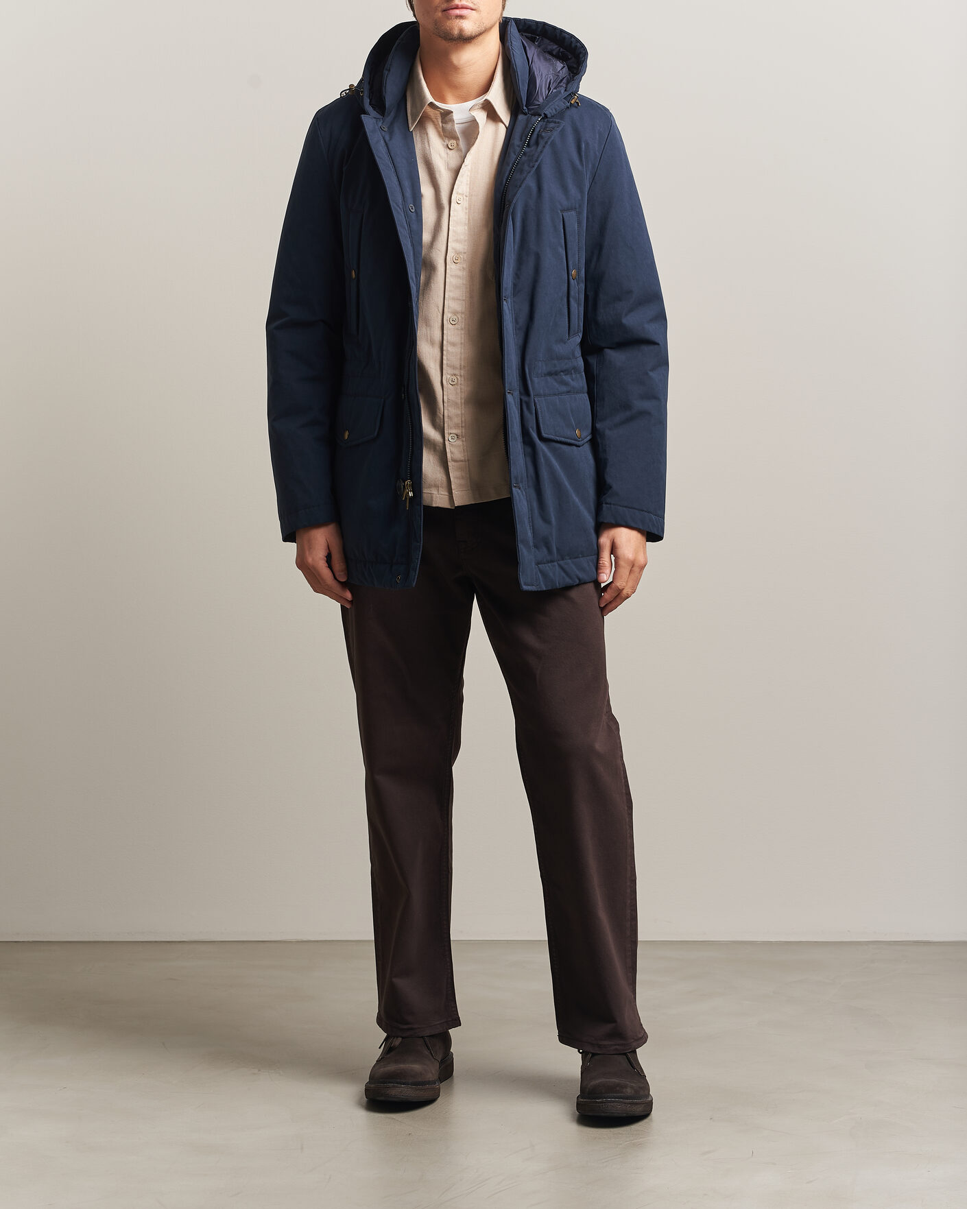 Homme | Manteaux Et Vestes | Woolrich | Mountain Cloth Parka Melton Blue