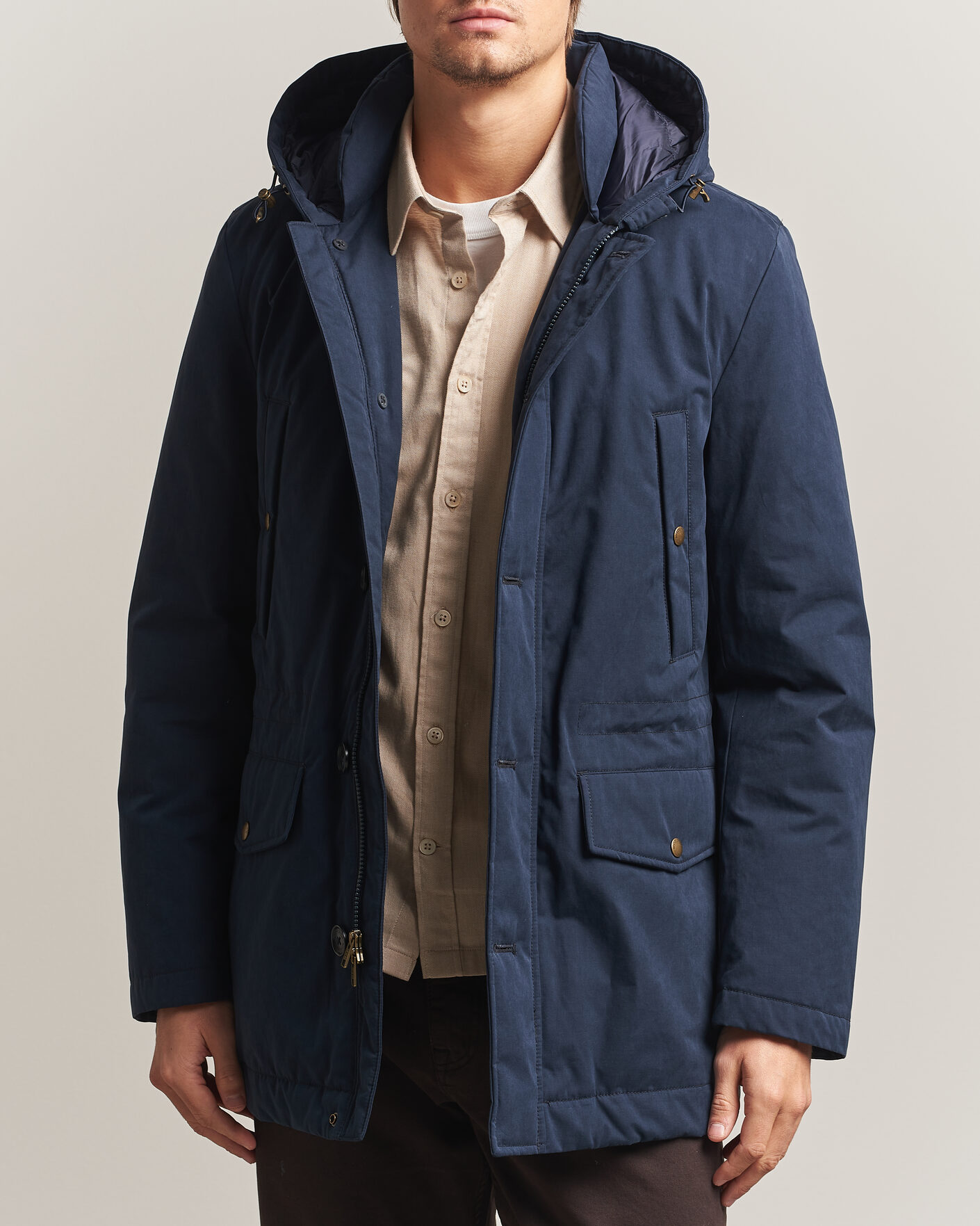Homme | Manteaux Et Vestes | Woolrich | Mountain Cloth Parka Melton Blue